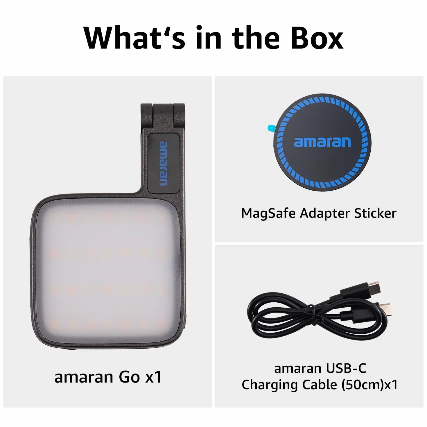 Amaran Go Mini magnetyczne światło LED, podwójne lustro światła, regulowane CCT 2700-6500 K, 10 efektów, szybkie ładowanie USB-C
