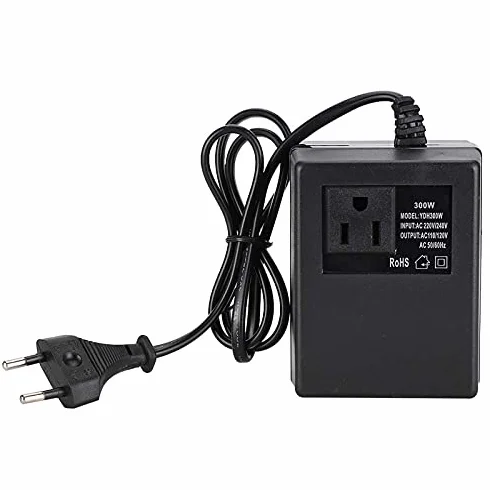Konwerter Napięcia 300 W Adapter Wtyczki UE, Podróżny Adapter Wtyczki Zasilania, Konwertuje 220 V/240 V na 110 V/120 V, Tworzywo Sztuczne, Czarny, 3,7 X 3 X 2,4 Cala, do Podróży