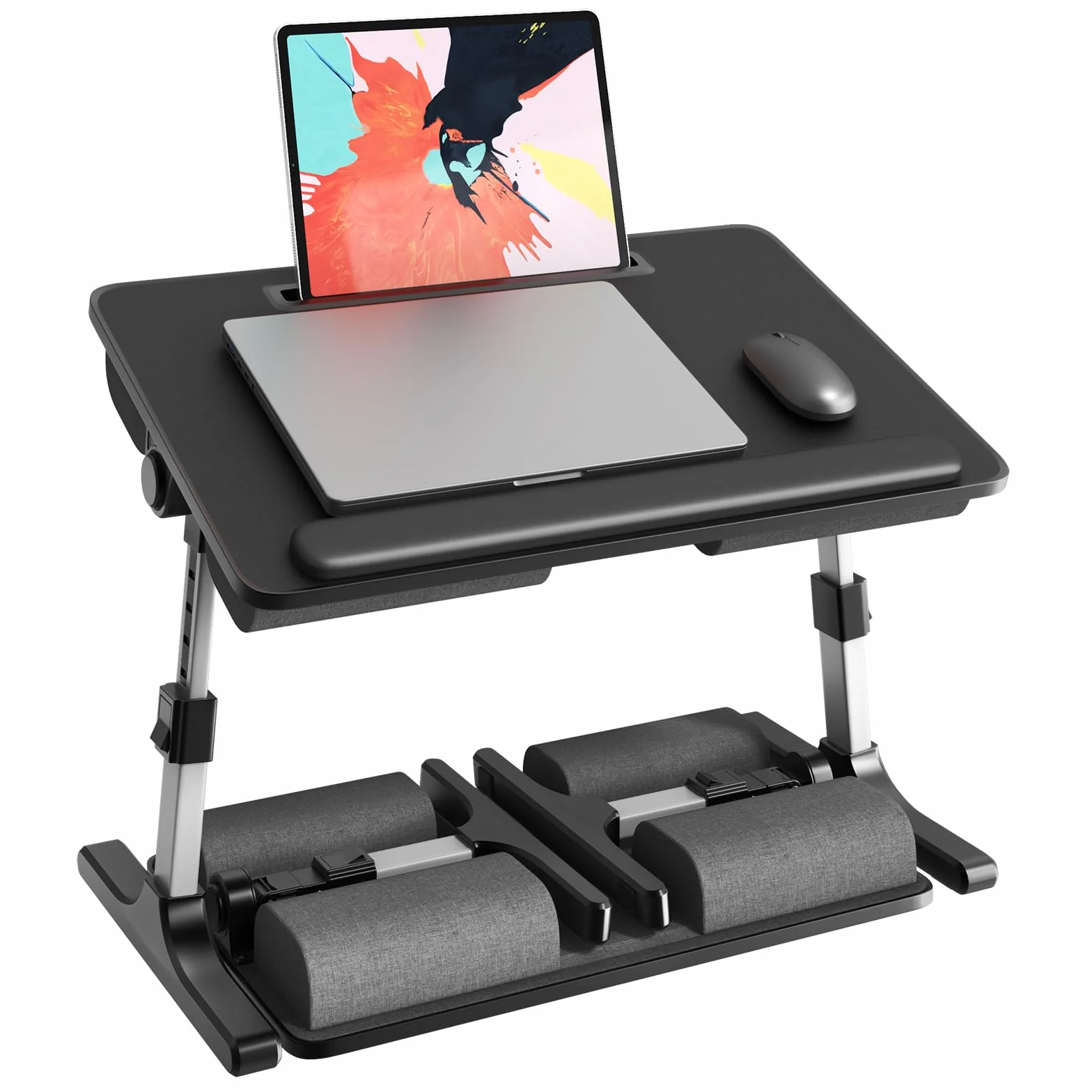 PUTORSEN Stolik pod laptop regulacja wysokości i kąta nachylenia składany 58 x 37 cm czarny
