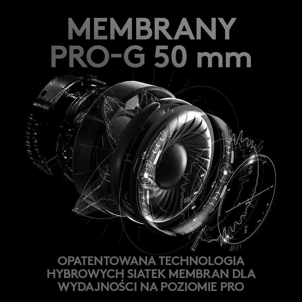 Logitech G PRO X Gaming-Headset, przewodowe słuchawki nauszne z niebieskim mikrofonem VO!CE, DTS X 7.1, 50mm przetworniki PRO-G, dźwięk przestrzenny 7.1 do gier e-sportowych - Czarny