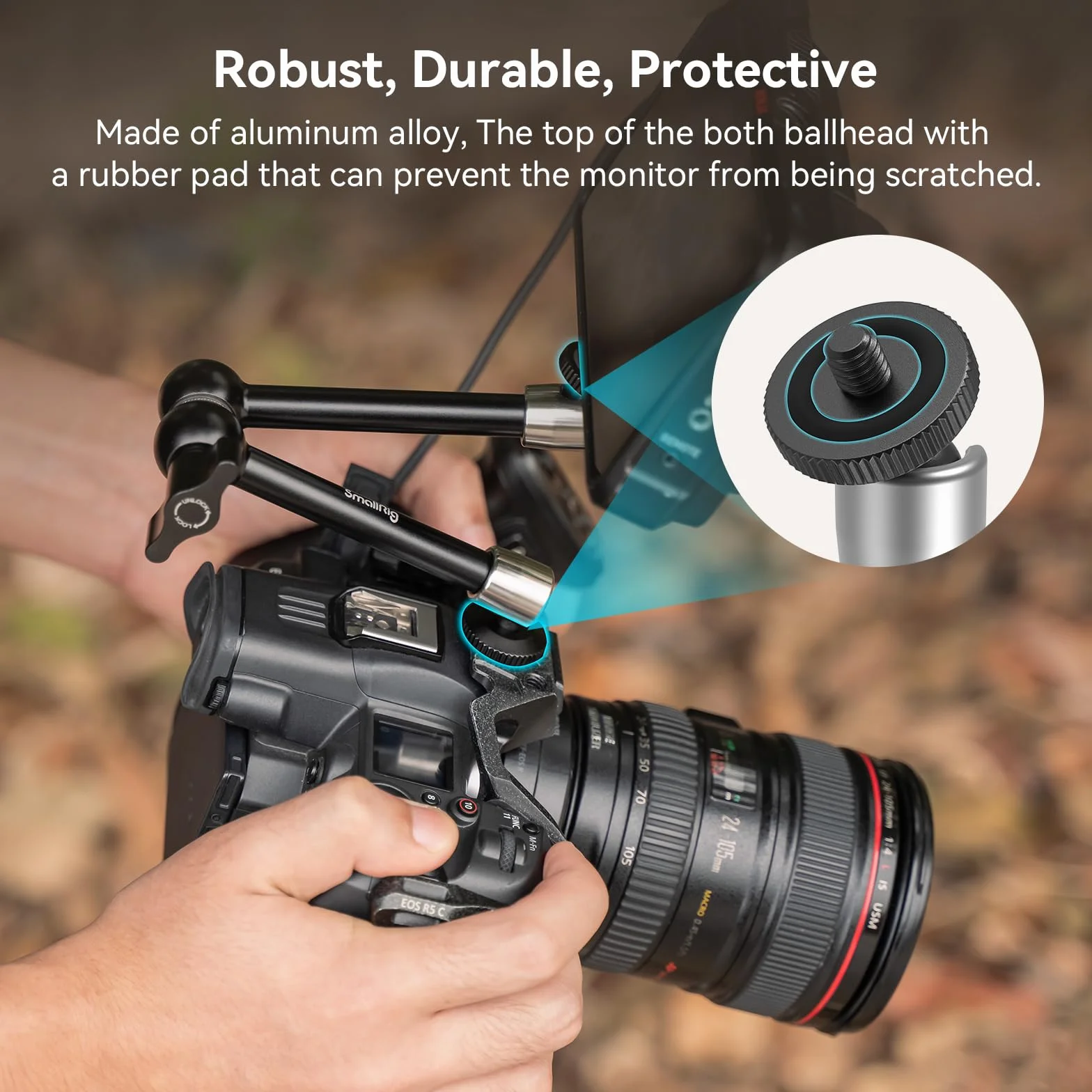 SMALLRIG Magic Arm, Clamp w/ 1/4" and 3/8" Thread 10-calowe magiczne ramię z Super Clamp Duży zacisk szczypiec do Monitor/LED Lights - KBUM2732B