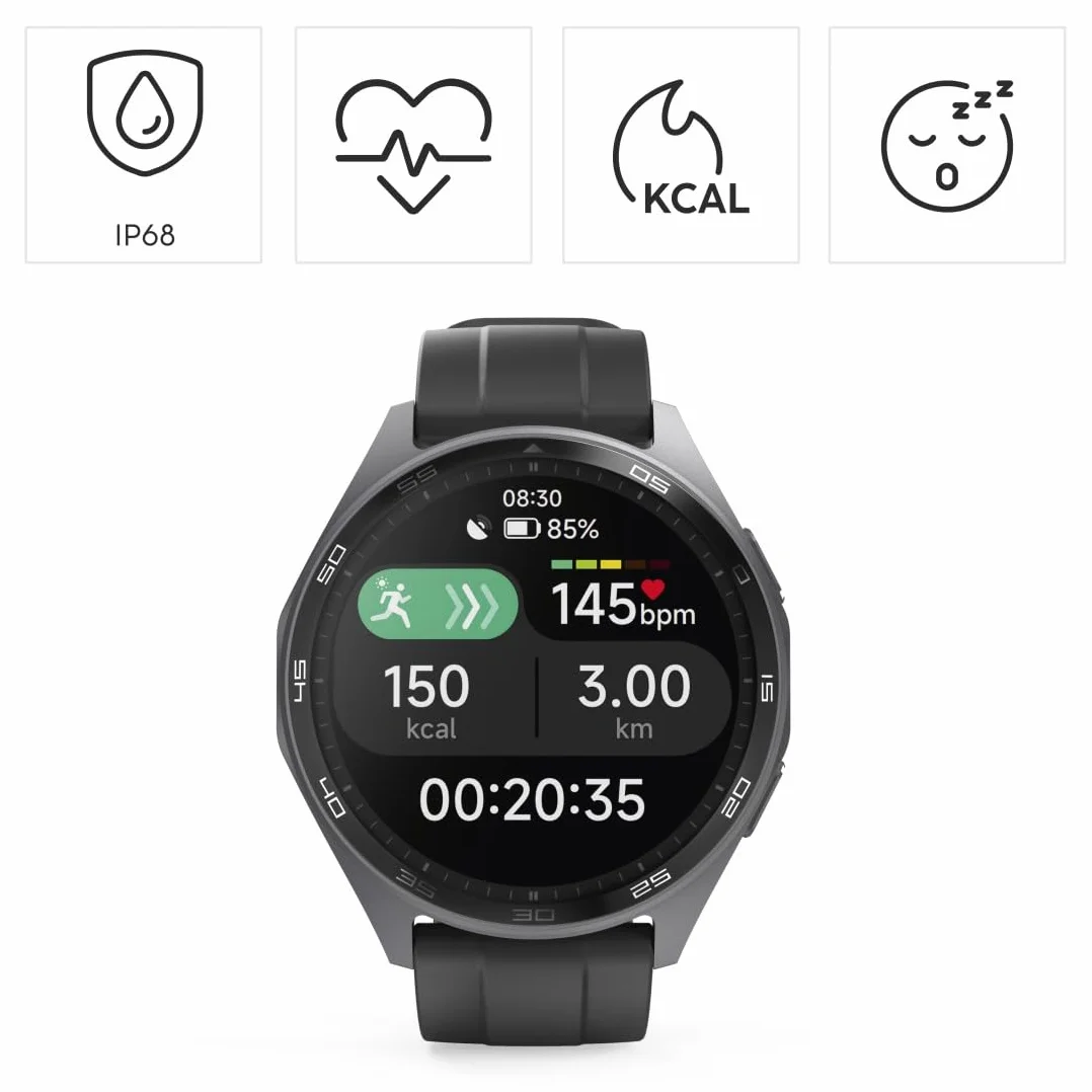 Hama Smartwatch 7010 1,43" AMOLED GPS IP68 3 ATM tętno SpO2 czarny