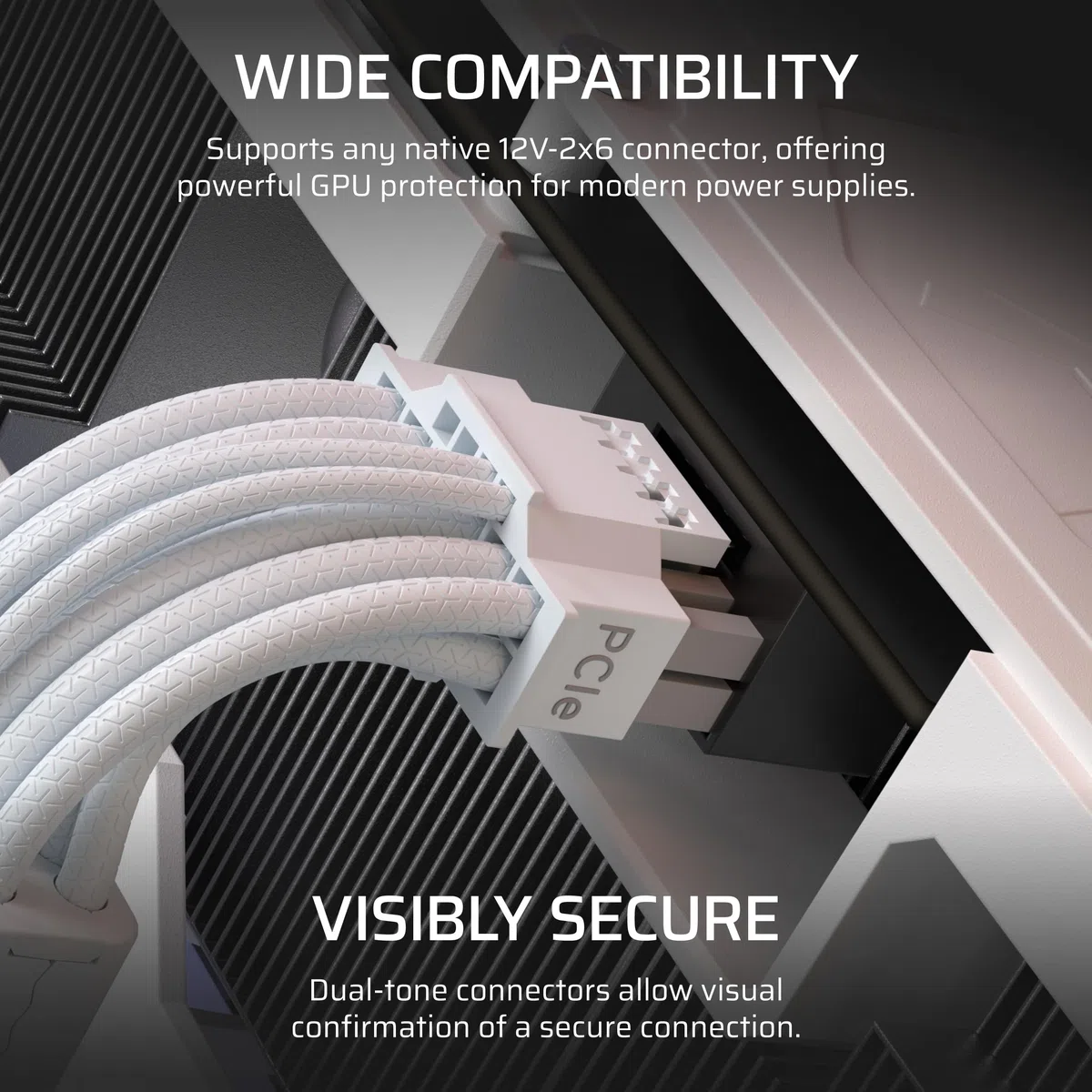 CORSAIR ThermalProtect PCIe 5.1 600 W 12 V-2x6 kabel zasilający, zintegrowana ochrona przed przegrzaniem (OTP), kompatybilny z zasilaczami ze złączem 12 V-2 x 6 – biały