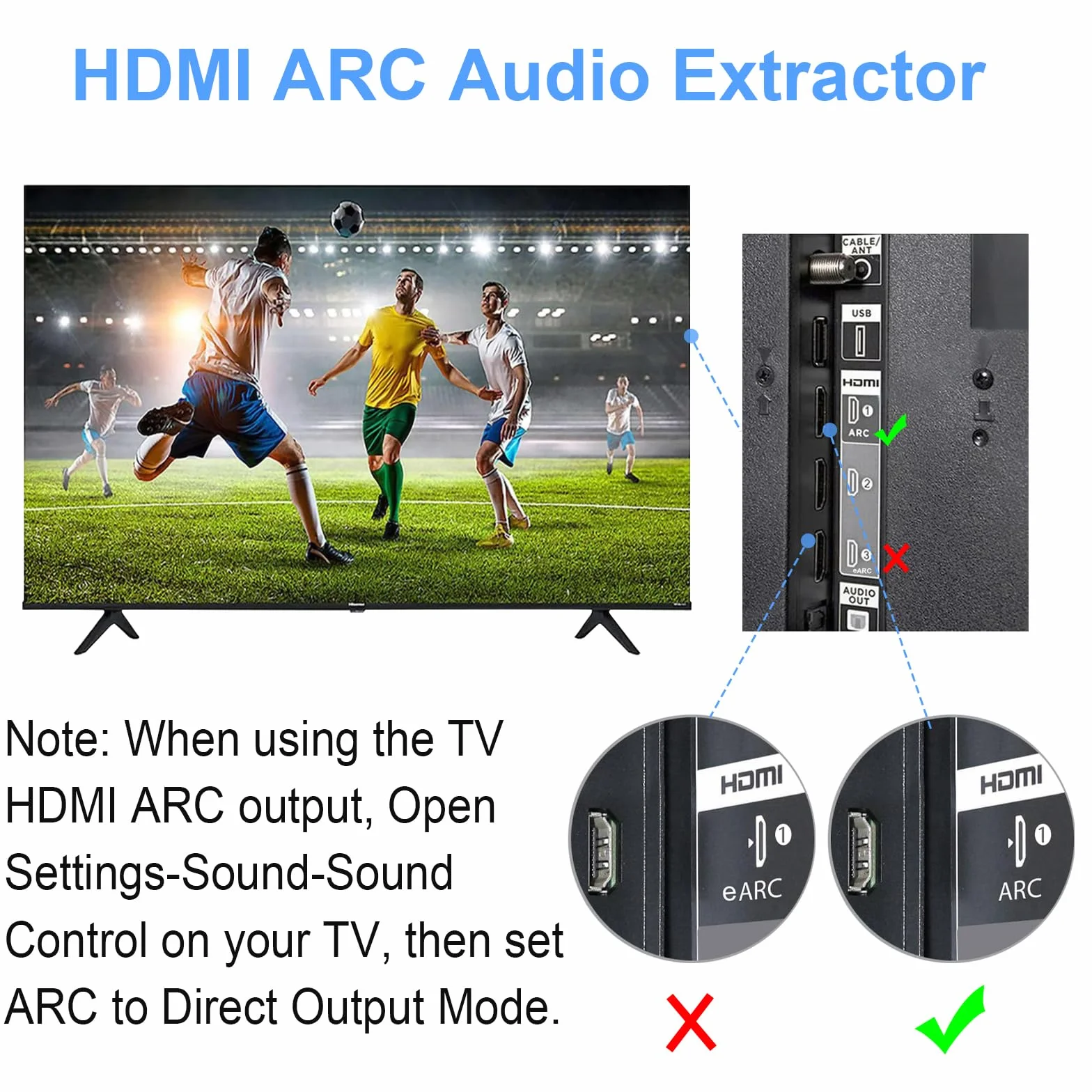 HDMI ARC Audio Extractor 192kHz przetwornica audio DAC, Tendach ARC/optyczny Toslink SPDIF do SPDIF RCA L/R 3,5 mm Aux Stereo Audio Adapter audio, HDMI ARC Audio TV Adapter i cyfrowy na analogowy