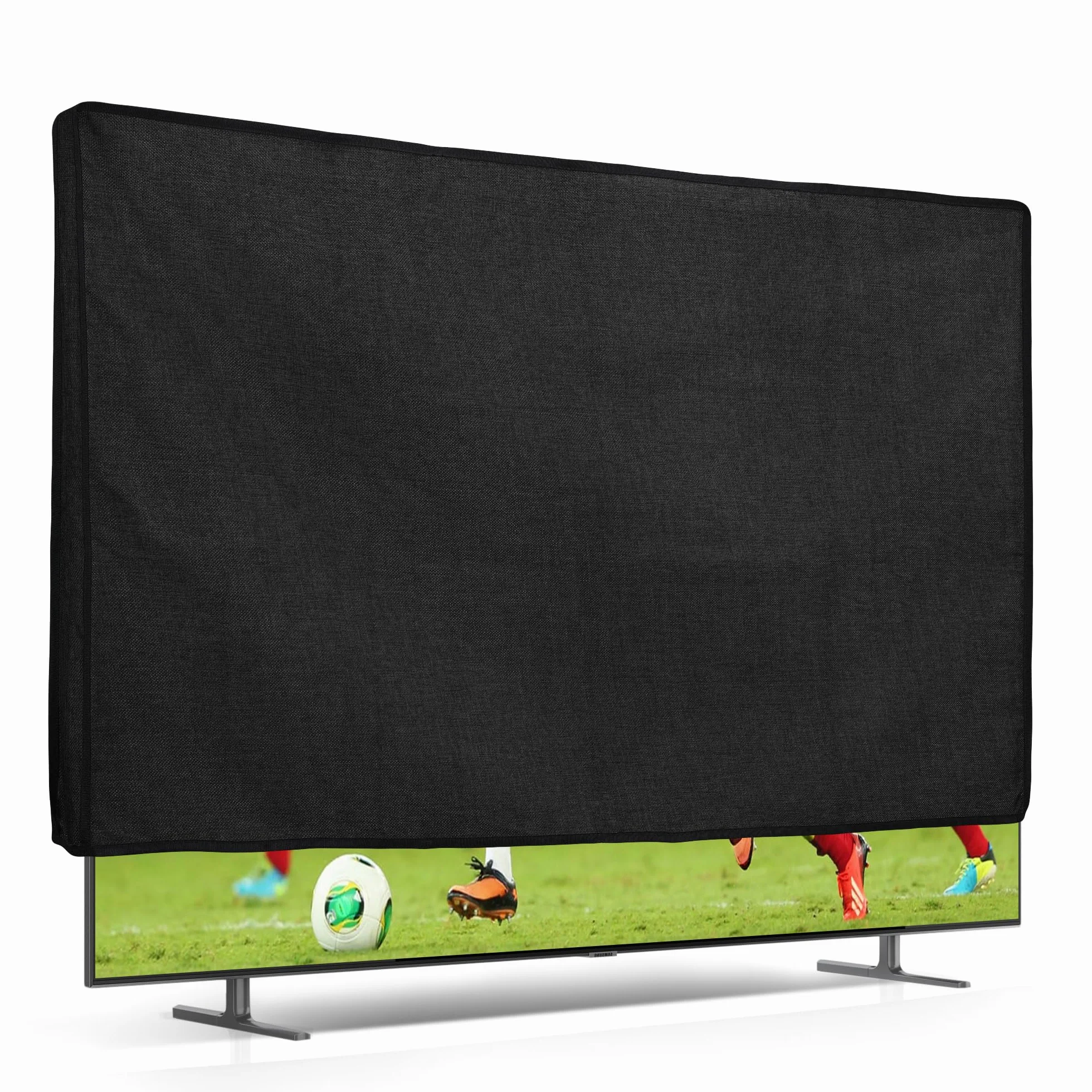 kwmobile Pokrowiec przeciwpyłowy na 65-calowy telewizor Lniany ochroniak Czarny