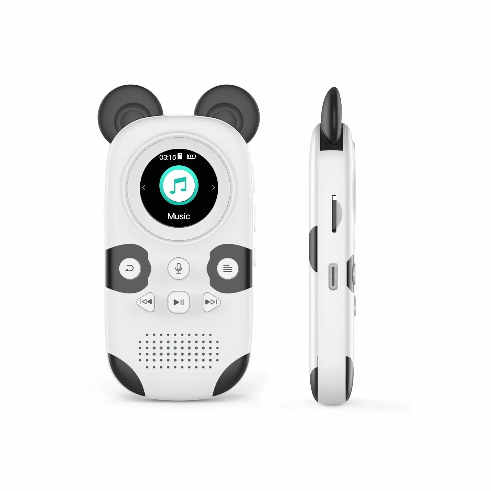 RUIZU Odtwarzacz MP3 z głośnikiem dla dzieci uroczy wyświetlacz Panda TFT 1,5 cala obsługa 64 GB karty TF 128 GB Bluetooth 5.0 MP3 Radio FM Budzik Krokomierz Rejestrator