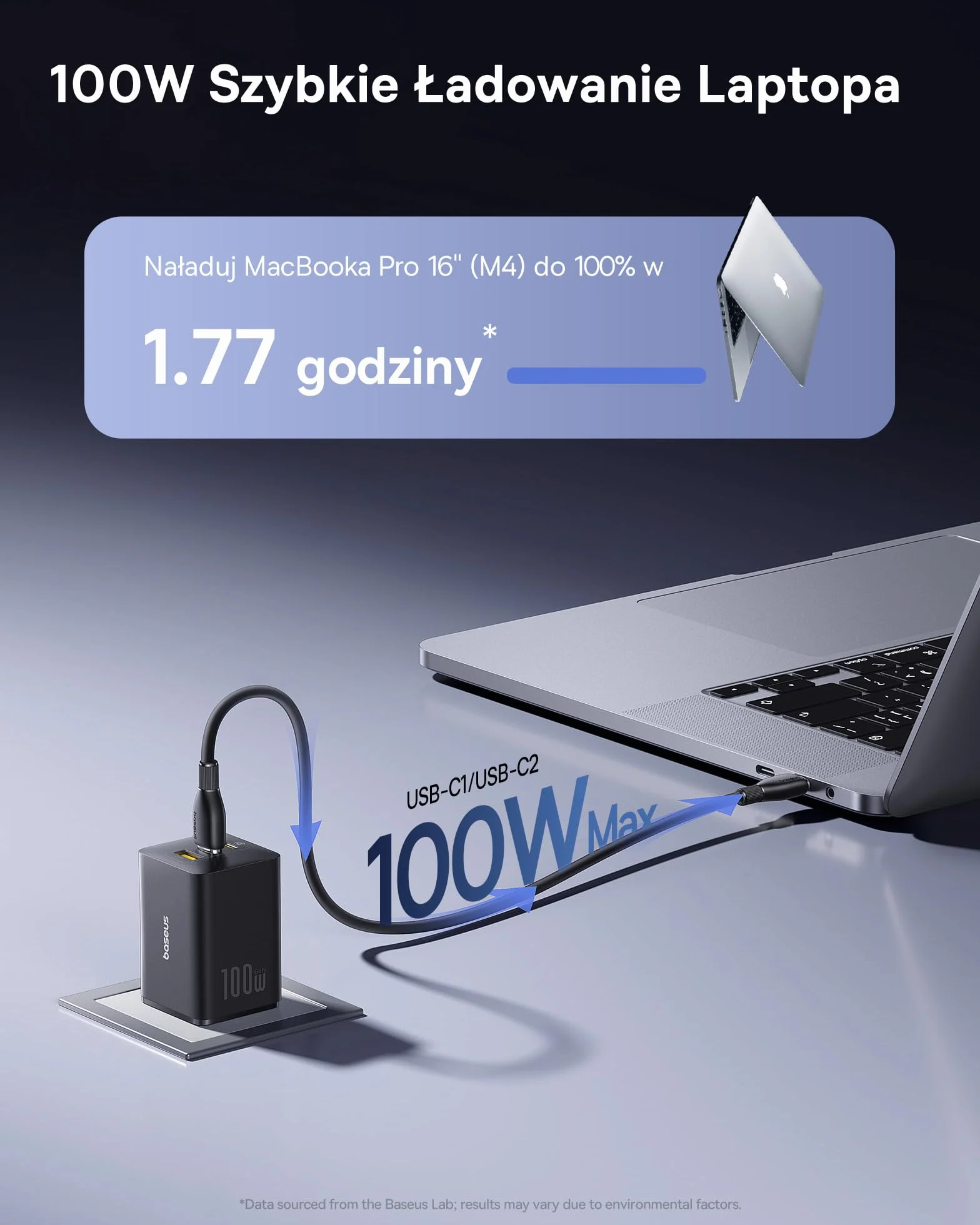 Baseus Enerfill ładowarka USB C 100 W, 3-portowy zasilacz USB C, ładowarka PD z PPS, szybka ładowarka GaN kompatybilna z MacBook Pro/Air, iPad, laptopem, iPhone 16 Pro Max, Galaxy S25, Pixel, czarna