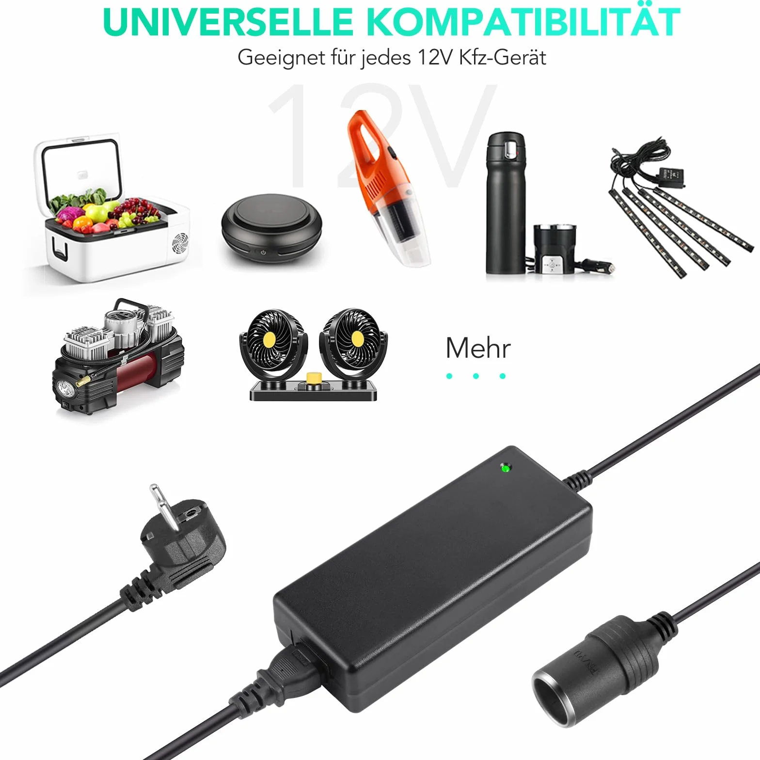 AGPTEK 180 W AC na DC Converter, Transformator 220V do 12V Power Adapter do zapalniczki samochodowej