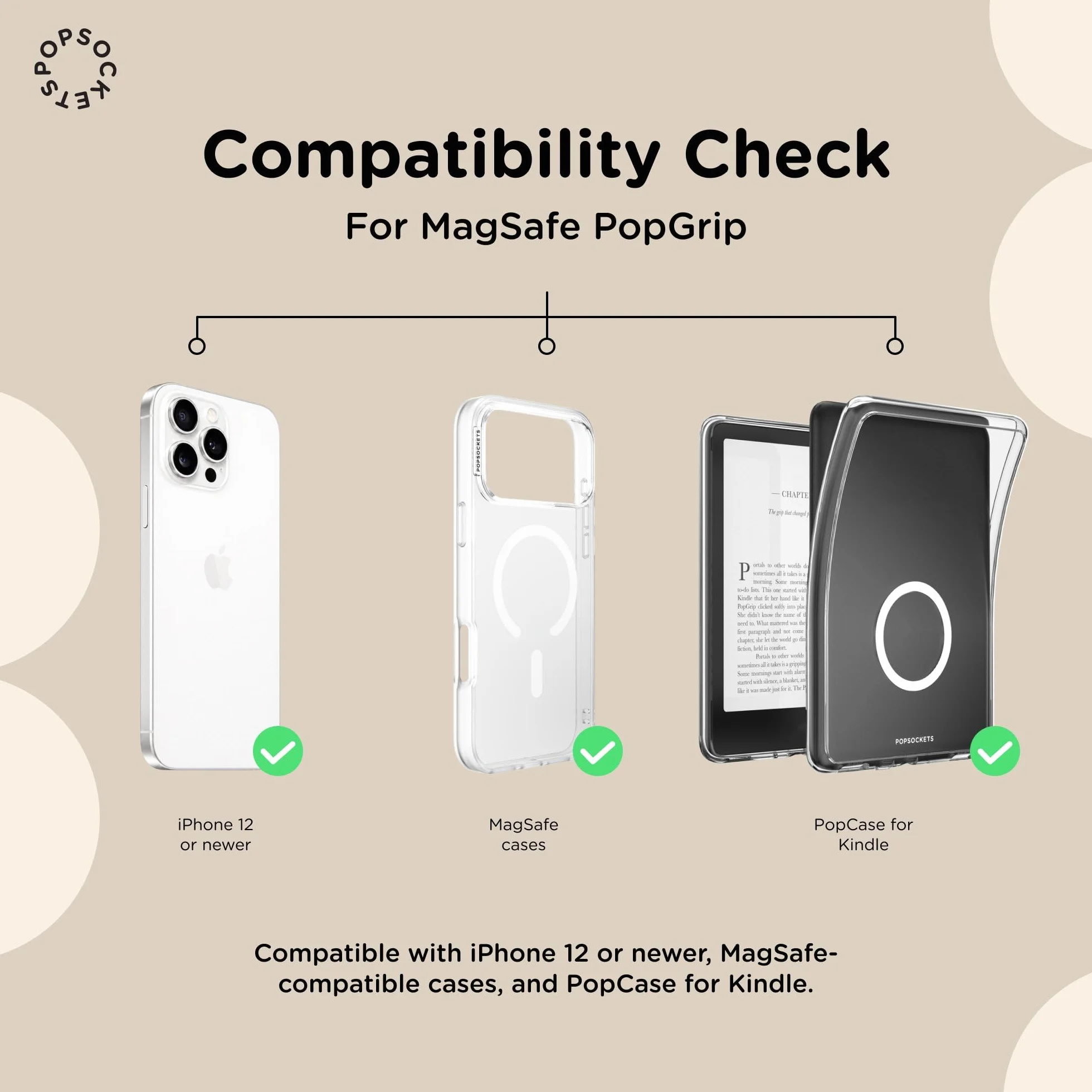 PopSockets: PopGrip Round dla MagSafe - Pierścień Adaptera do MagSafe w Zestawie - Rozkładany uchwyt i stojak do telefonów z wymiennymi krążkami PopTop - Jelly Sunni