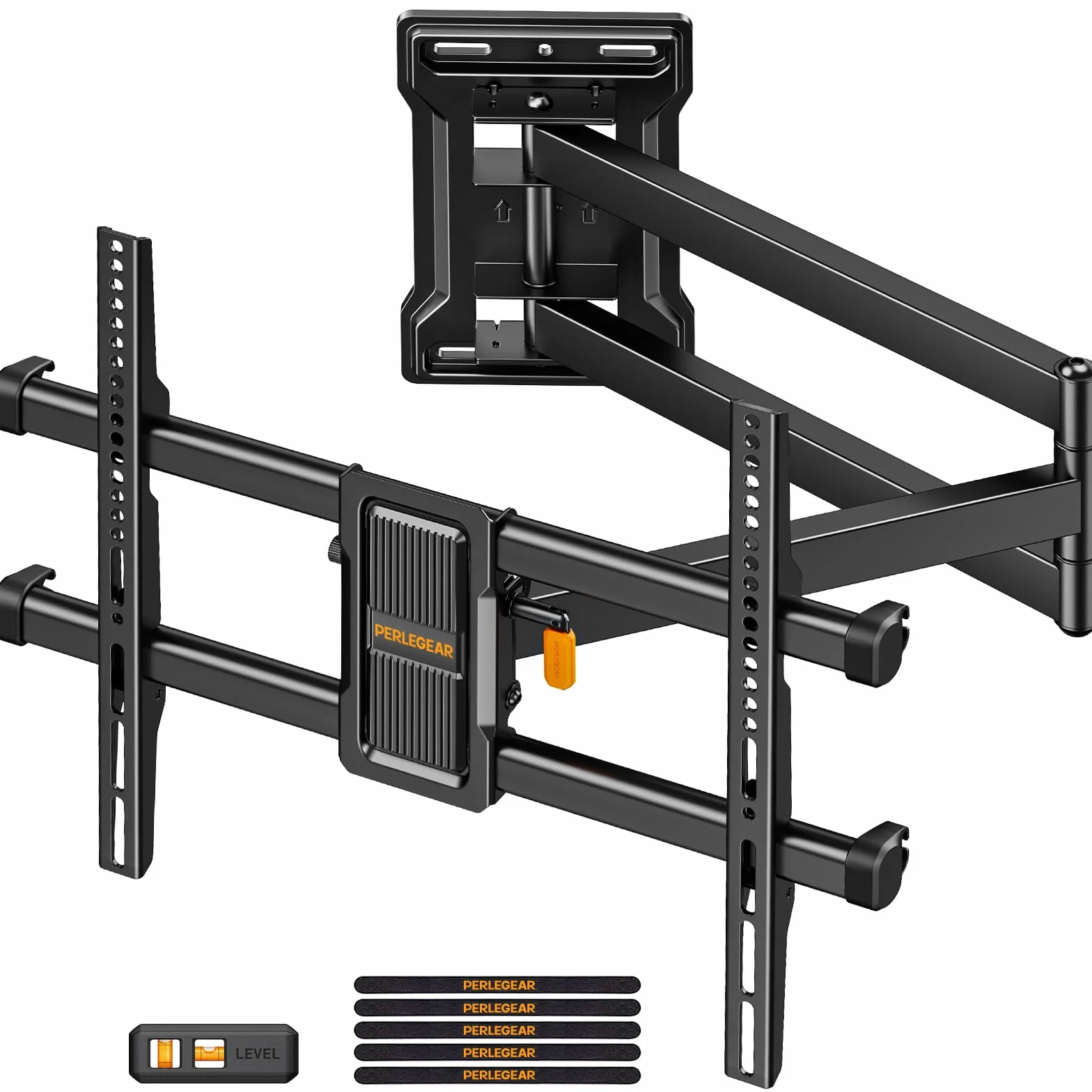 Perlegear Uchwyt do Telewizora Long Arm, W Pełni Ruchomy Uchwyt na Telewizor 32-65 Cali, Nośność 60 kg, Uchwyt do Telewizorów z obrotem ±90° i Wysięgnikiem 700 mm, maks. VESA 400 x 400 mm, PGMF24B