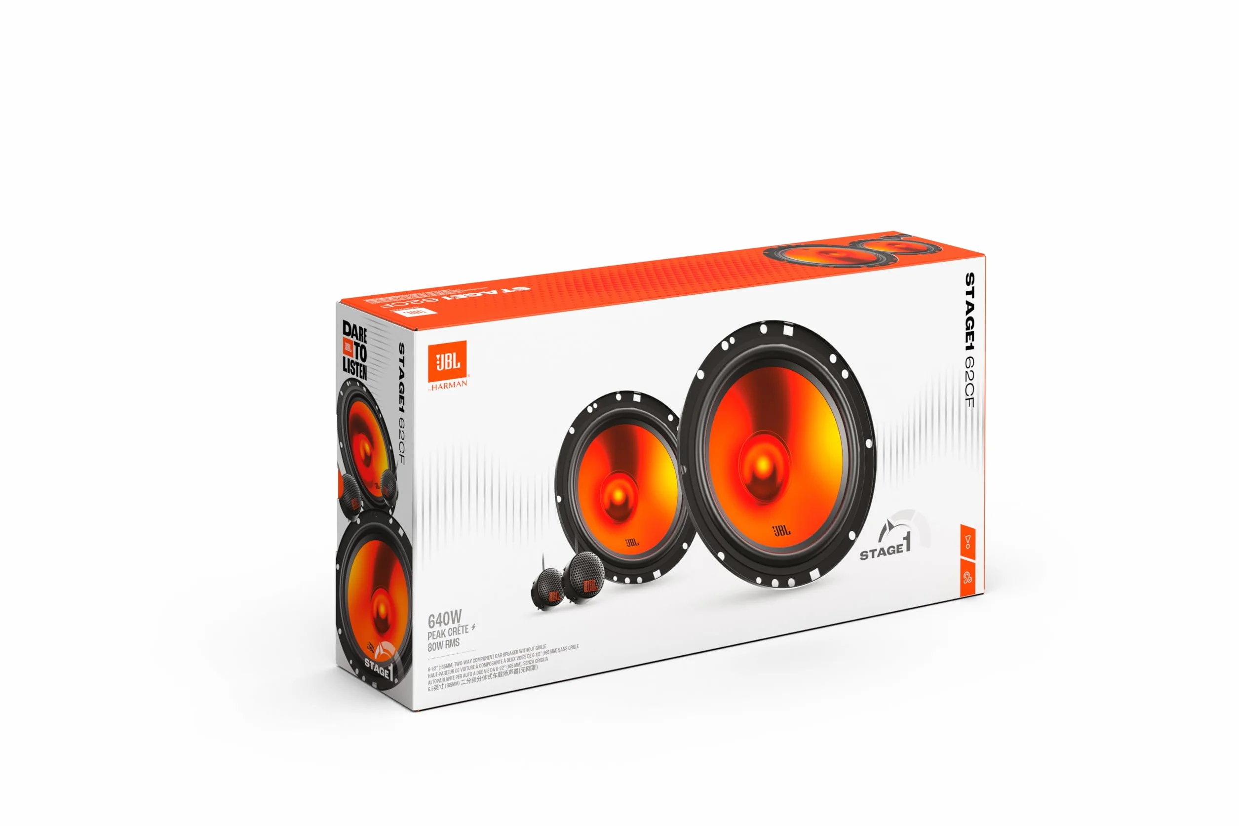 JBL Stage1 GEN2 62CF głośnik samochodowy 165 mm 6,5 cala 80 W RMS 640 W Max zestaw 2 głośników niskotonowych i 2 wysokotonowych