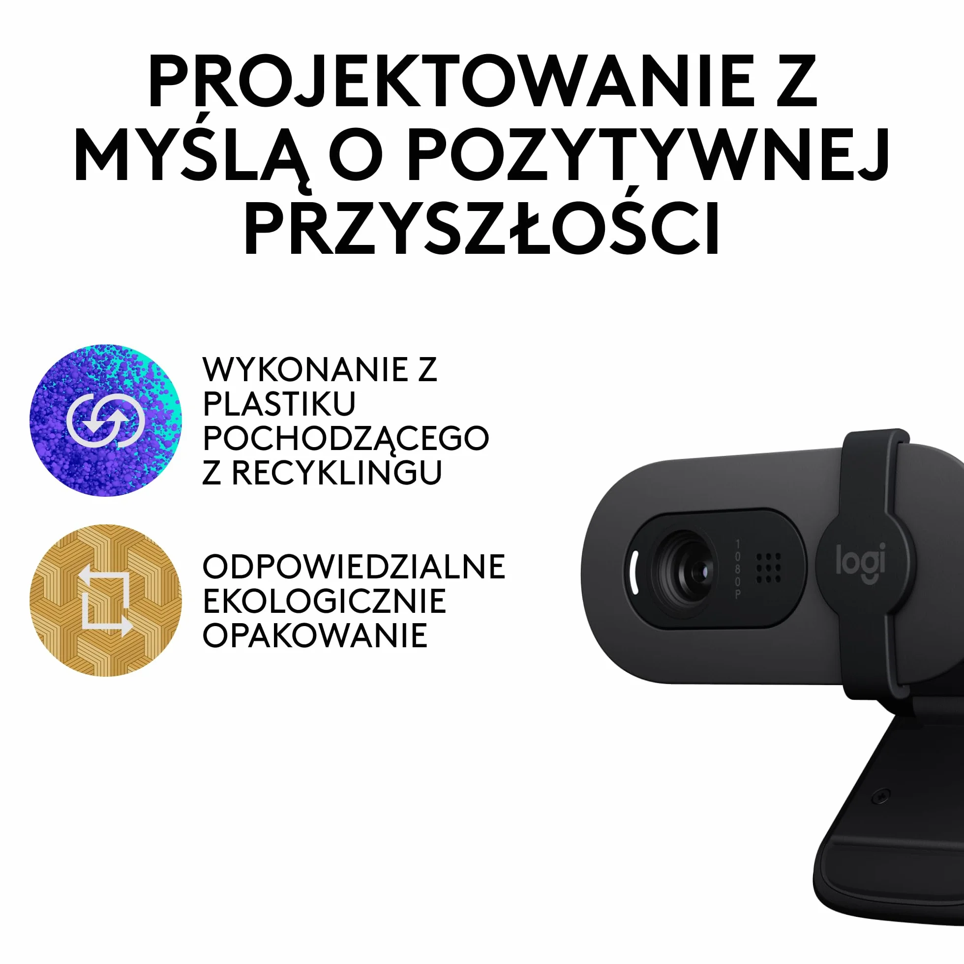 Logitech Brio 100 Full HD Kamera do spotkań i streamowania, automatyczny balans światła, wbudowany mikrofon, osłona migawki, USB-A, do Microsoft Teams, Google Meet, Zoom i innych - Grafit