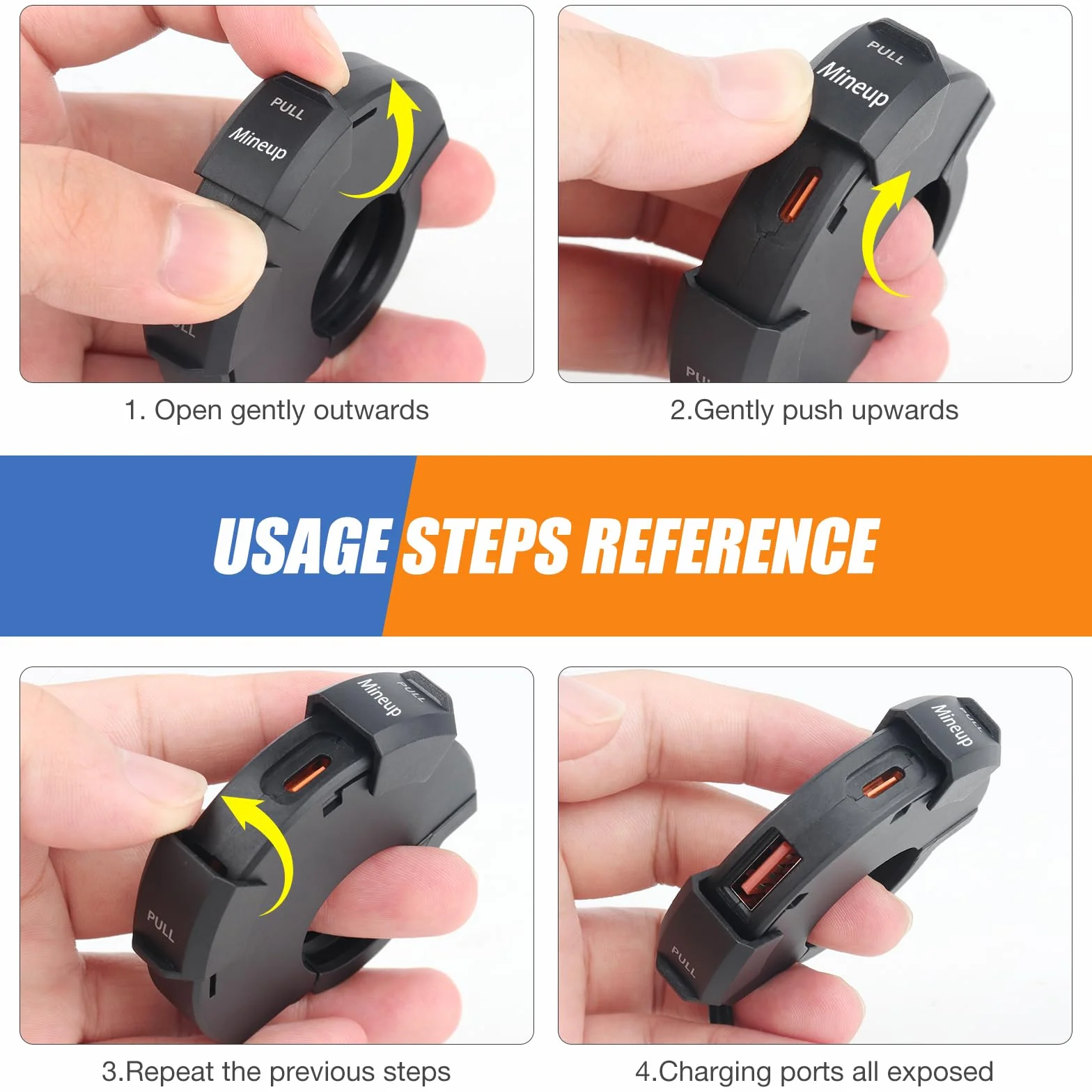 Mineup Gniazdo USB do motocykla, ładowarka samochodowa szybkie ładowanie 18 W USB-A i 30 W PD typ C, gniazdo zasilania do 12V / 24V Marine Motorcycle Camper