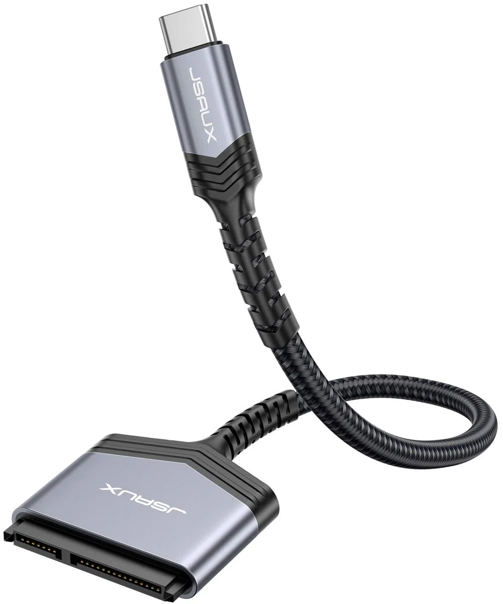 JSAUX Kabel SATA na USB C, USB C 3.1 do 2,5" SATA III, adapter do dysków twardych typu C do 2,5" SSD i transmisji danych HDD, kompatybilny z Thunderbolt 3 Macbook Pro 2021/2020, Mac Mini itp. (szary)