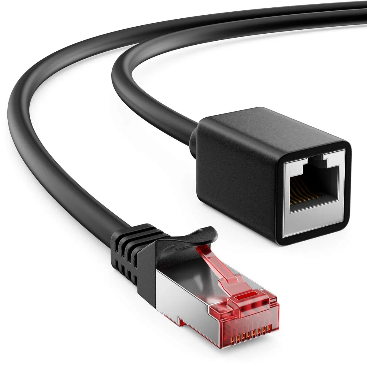 deleyCON 3,0m CAT6 Patchkabel Przedłużacz do Ethernet LAN Kabel Sieciowy Kabel Internetowy - Wtyk RJ45 na Gniazdo RJ45 S/FTP PiMF 250 MHz Miedź - Czarny