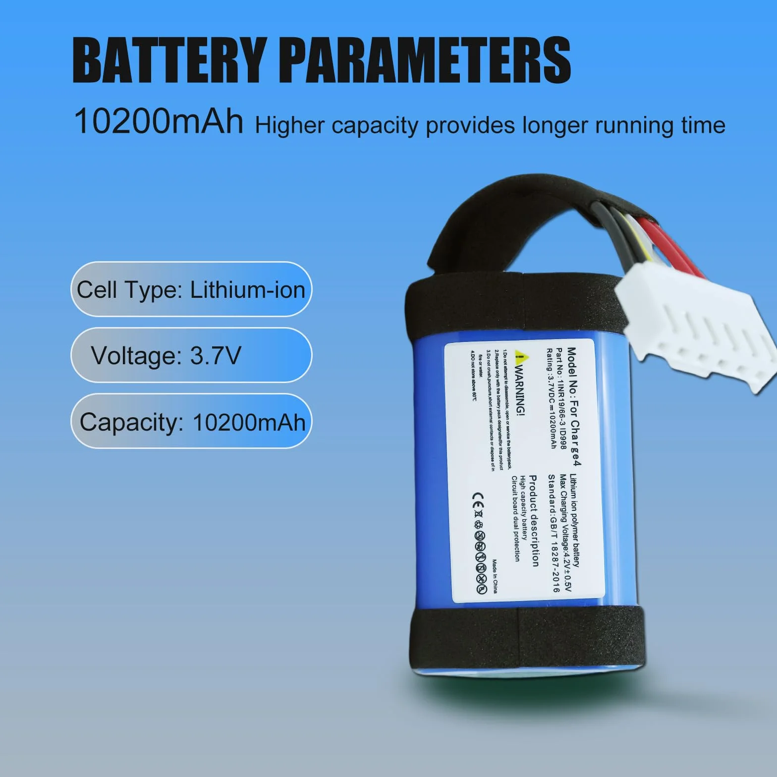 Akumulator Charge 4 12000 mAh kompatybilny z JBL Charge 4BLK Charge 4J CHARGE4BLUAM 1INR19/66-3 ID998 SUN-INTE-118 IY1068 z zestawem naprawczym