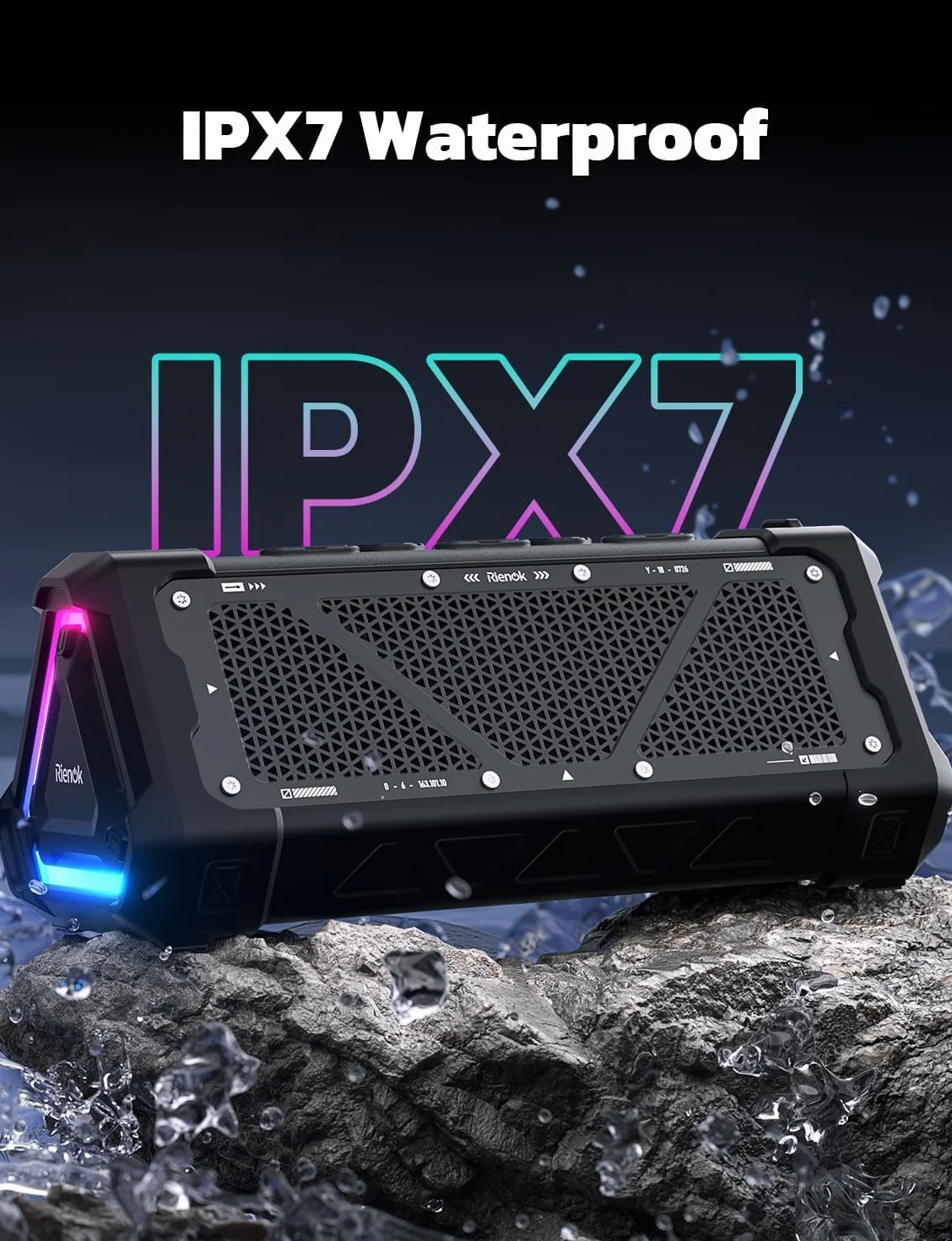 Głośnik Bluetooth 30 W przenośny wodoodporny IPX7 basowy ze światłem LED 24 godziny odtwarzania