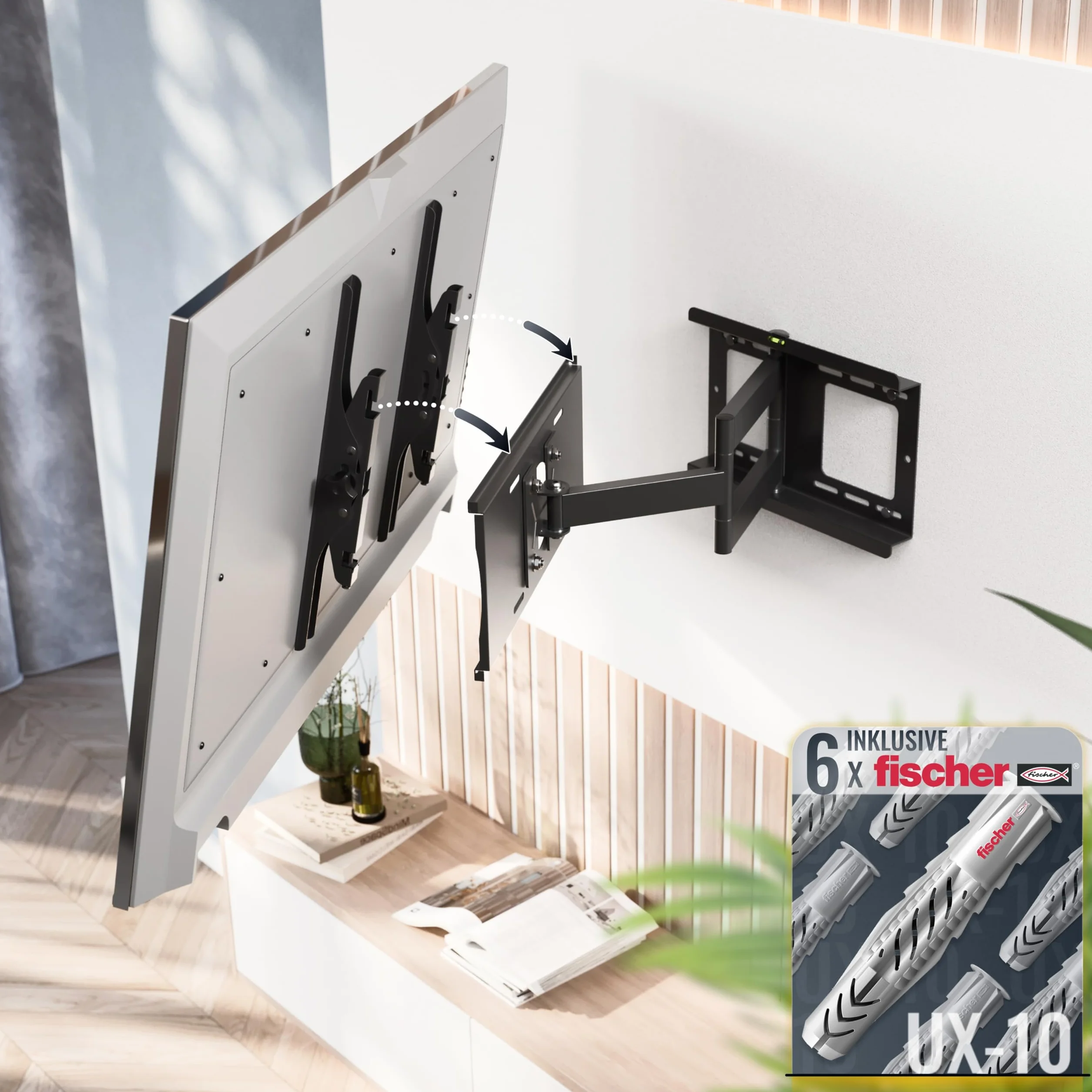 RICOO Uchwyt ścienny TV 40-75" cali (81-165cm) R23-F Orientowany i nachylony Uchwyt ścienny TV Ramię przegubowe do telewizora VESA 200x200-400x400