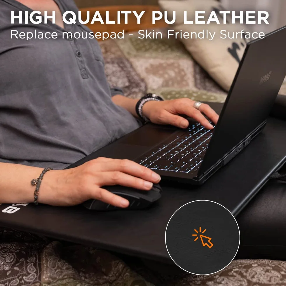 THE G-LAB K-Board Cadmium półka na laptopa z poduszką XXL, idealna do domowego biura/gier na łóżko lub sofę, stojak na laptopa 13"-19", bardzo duża, z uchwytem