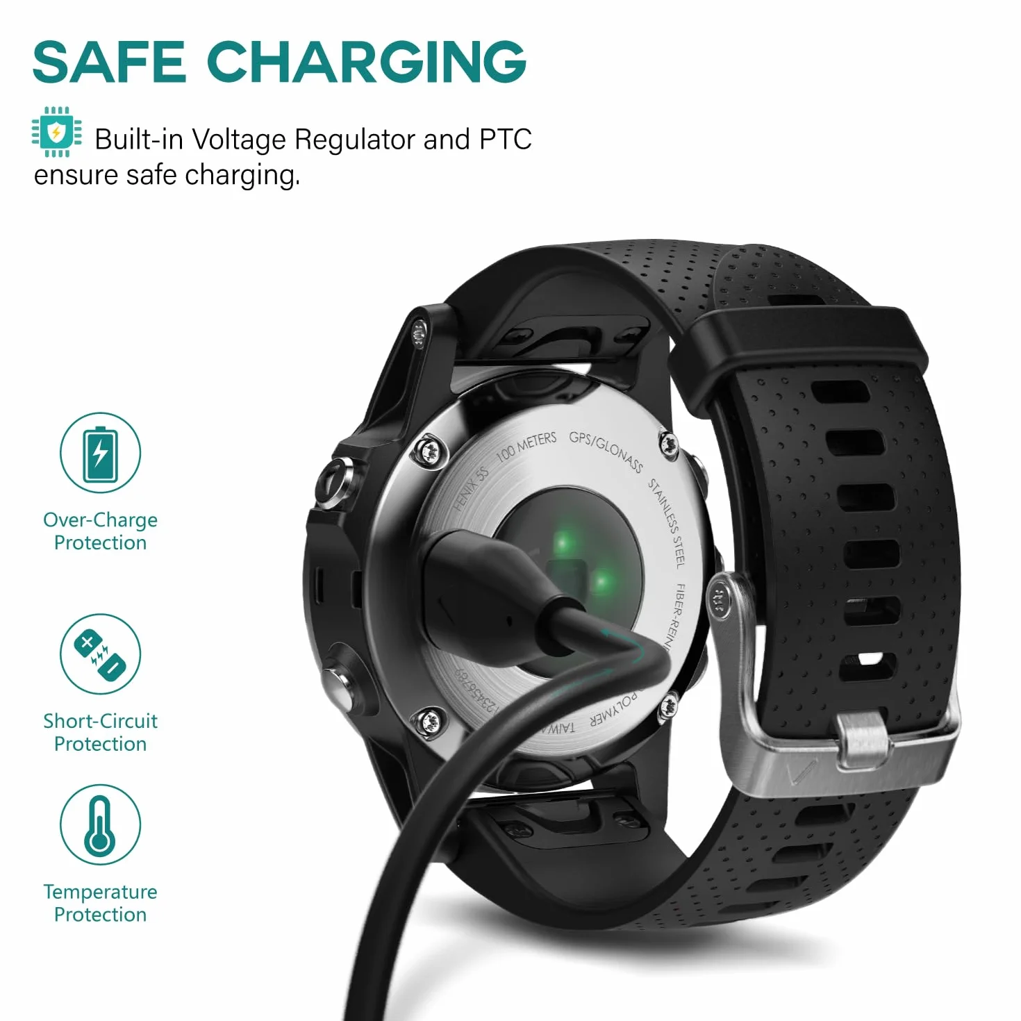 TUSITA USB-C Plug Kabel Lądowania/Danych Kompatybilny z Garmin Zegarkiem - 1M