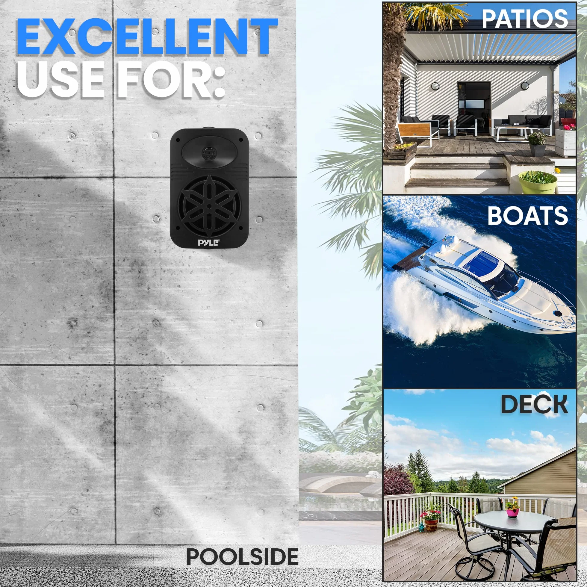 Pyle Indoor Outdoor Speakers Pair - 500 Watt Dual Waterproof 5.25” 2-Way Full Range Speaker System w/ 1/2” High Compliance Polymer Tweeter - In-Home, Boat, Marine, Deck, Patio, Poolside (Black)