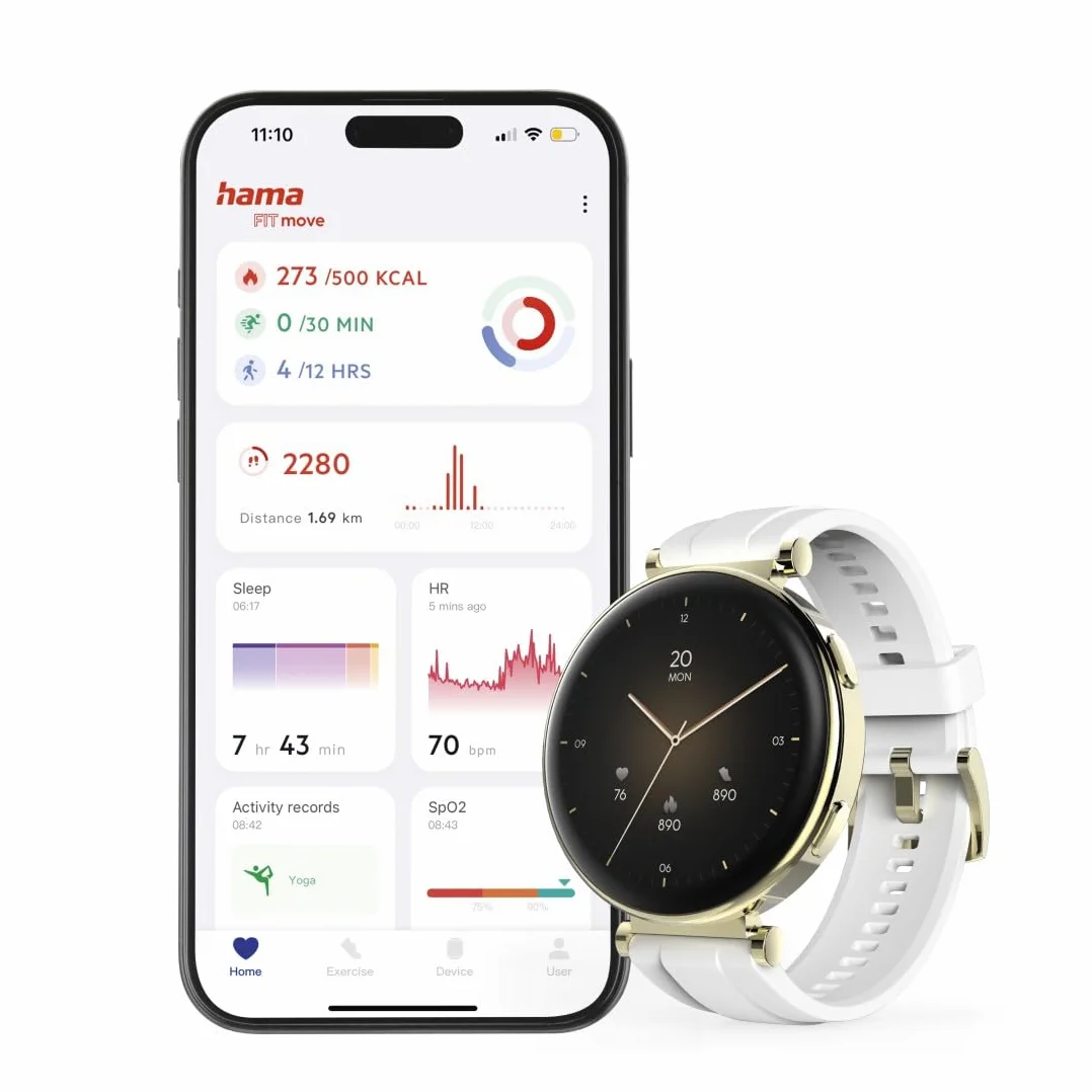 Hama Smartwatch 7000 1,32" AMOLED wodoodporny IP68 3 ATM złoty