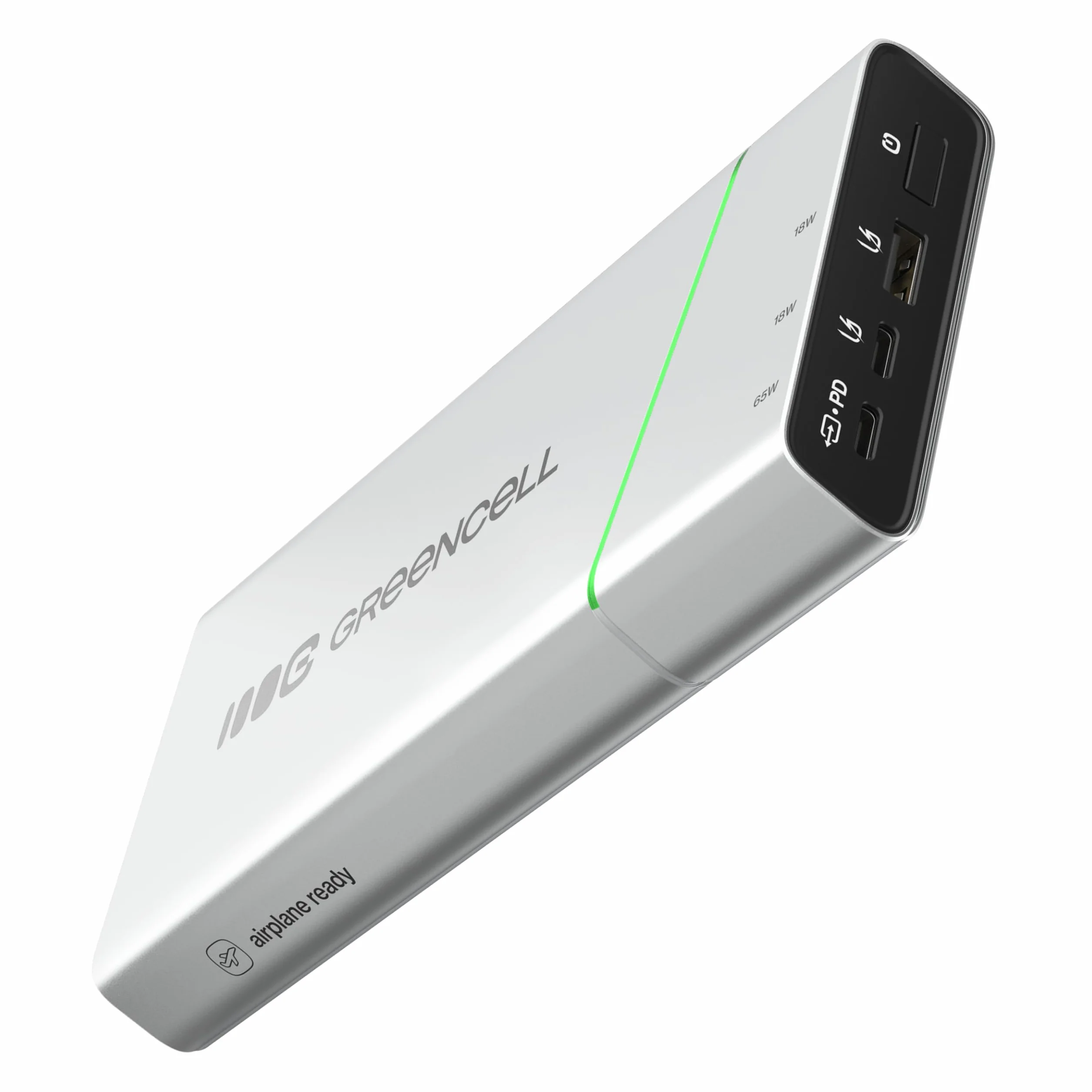 Powerbank Greencell PowerPlay Pro 20800 mAh 65 W, USB-C PD, szybkie ładowanie do MacBook, konsoli, iPhone 16/15/14 Pro Max, zewnętrzna ładowarka z 2 x USB-C, 1 x USB-A, idealny do podróży
