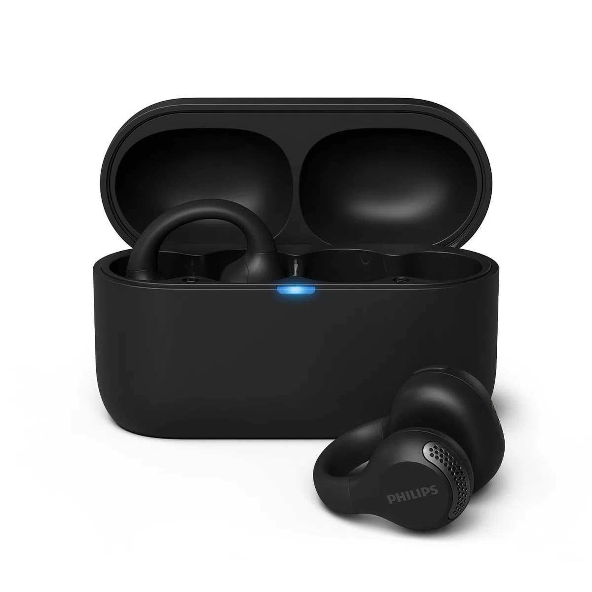 Philips TAQ2000BK nauszniki, styl prawdziwe, bezprzewodowe, otwarte ucho, wielopunktowe słuchawki douszne, 28 godzin odtwarzania, kieszonkowe etui ładujące, wyraźne połączenia, idealne do dojazdów do