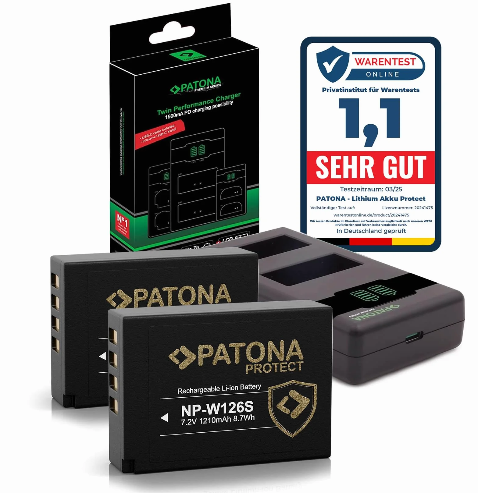 PATONA V1 Protect 2X akumulator NP-W126s 1210 mAh z ładowarką USB PD 1000 mA do X-M5 X-S10 X-T50
