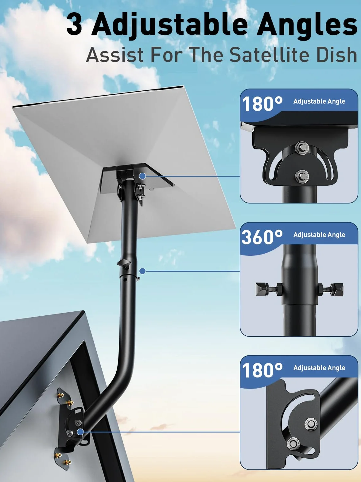 Starlink Gen 3 Montaż 360° Regulowany V3 Starlink Montaż Ścienny Starlink Gen3 Zestaw Montażowy na Słupek z Adapterem Rury Starlink Gen 3 dla Internetu Satelitarnego Starlink Gen3