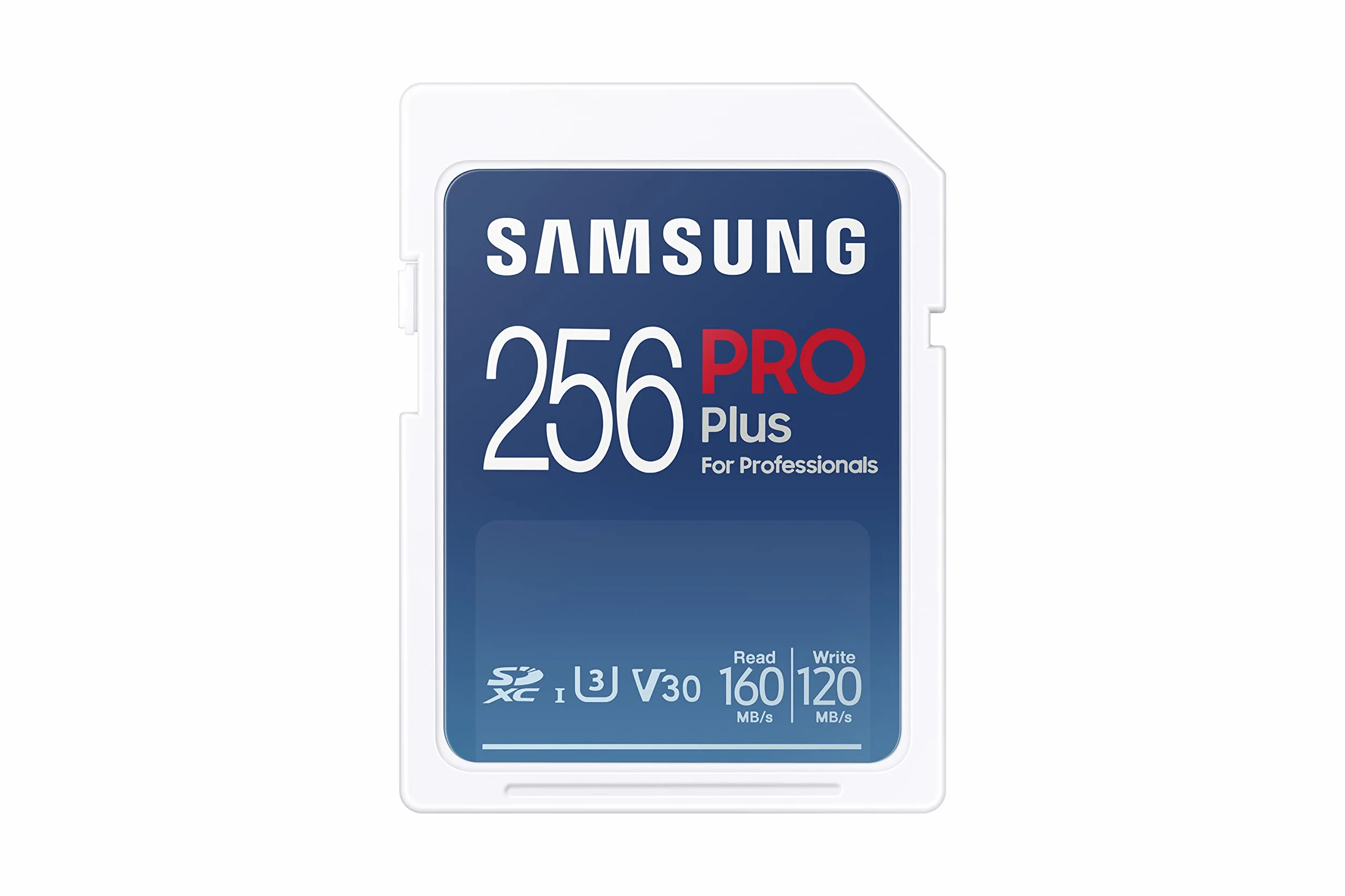 Samsung PRO Plus karta pamięci SD (MB-SD256K/EU), 256 GB, UHS-I U3, Full HD i 4K UHD, odczyt 160 MB/s, zapis 120 MB/s, do lustrzanek i kamer systemowych