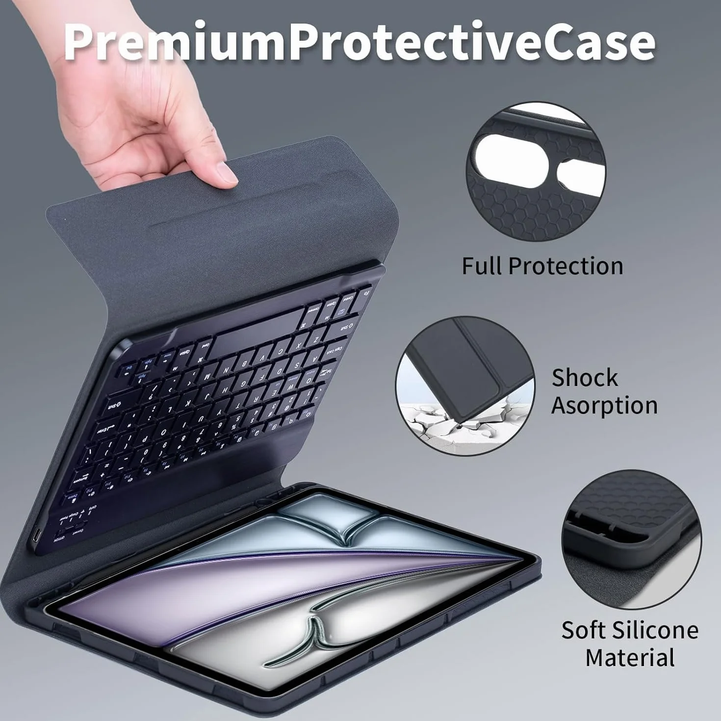 Keyboard Case for iPad Air 11 Cali (7/6 Generacja M3/M2 2025/2024), iPad Air 5/4 Generacja 10,9 Cala, Odłączana Klawiatura Bluetooth, Ultracienkie Etui Z Uchwytem Na Pióro I Myszką,Yellow