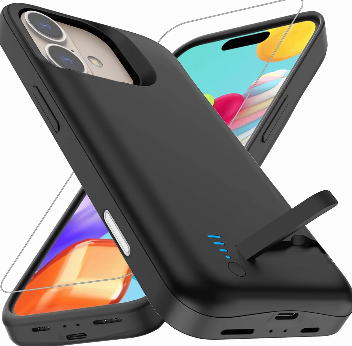 Etui na baterię do iPhone 16 8500 mAh, smukłe, przenośne etui ochronne – czarne