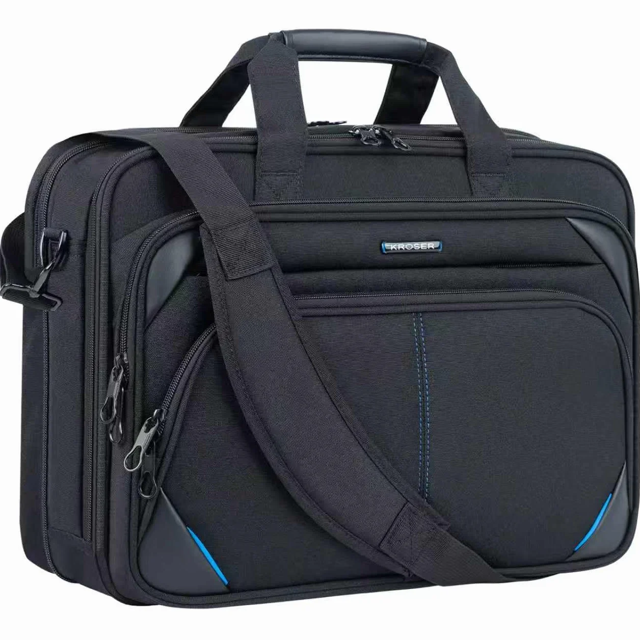 KROSER Torba na laptopa 18-calowa torba biznesowa Laptop na komputer 17,3-calowy, teczka na laptopa, wodoodporna torba na ramię z kieszeniami RFID na studia/mężczyźni/kobiety/mężczyźni/kobiety