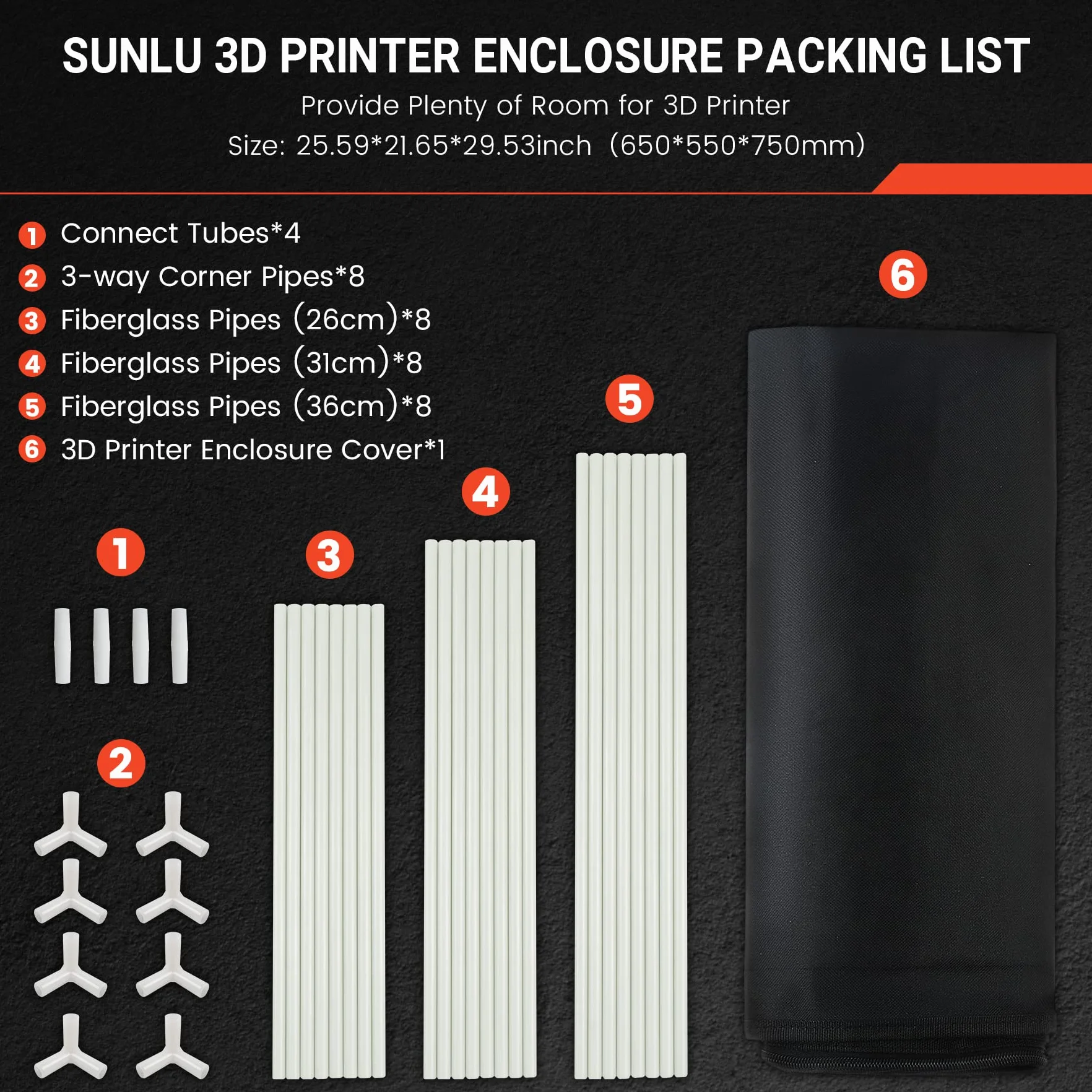 SUNLU Obudowa drukarki 3D, stała temperatura druku 3D dla filamentu ABS do drukarki 3D, obudowa drukarki 3D Ender 3/3 PRO zapewnia dużo miejsca, ognioodporna, wymiary 650 x 550 x 750 mm