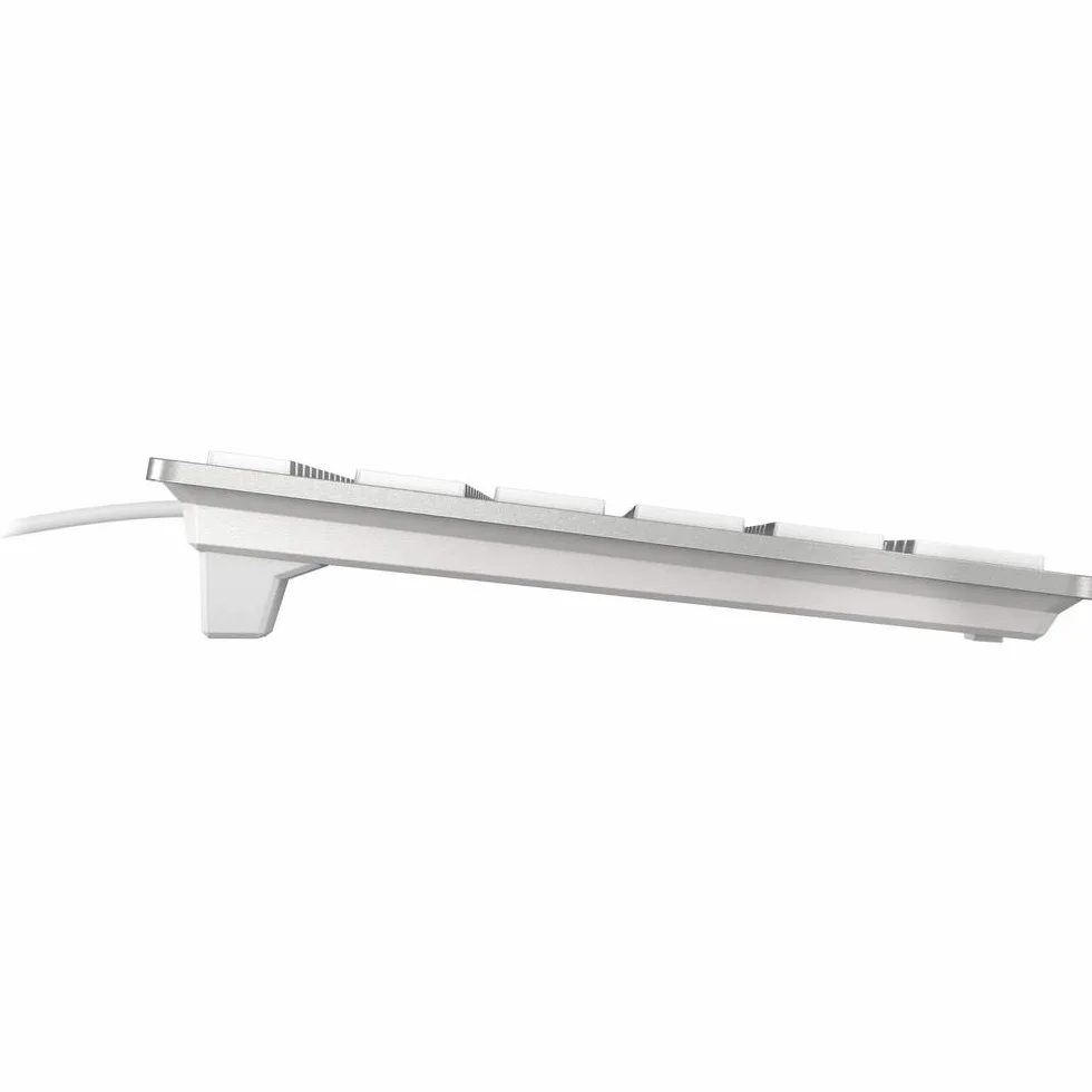 CHERRY KC 6000 SLIM FOR MAC, przewodowa klawiatura Mac (złącze USB-A), układ UK (QWERTY), ciche klawisze, płaska konstrukcja, biało-srebrna