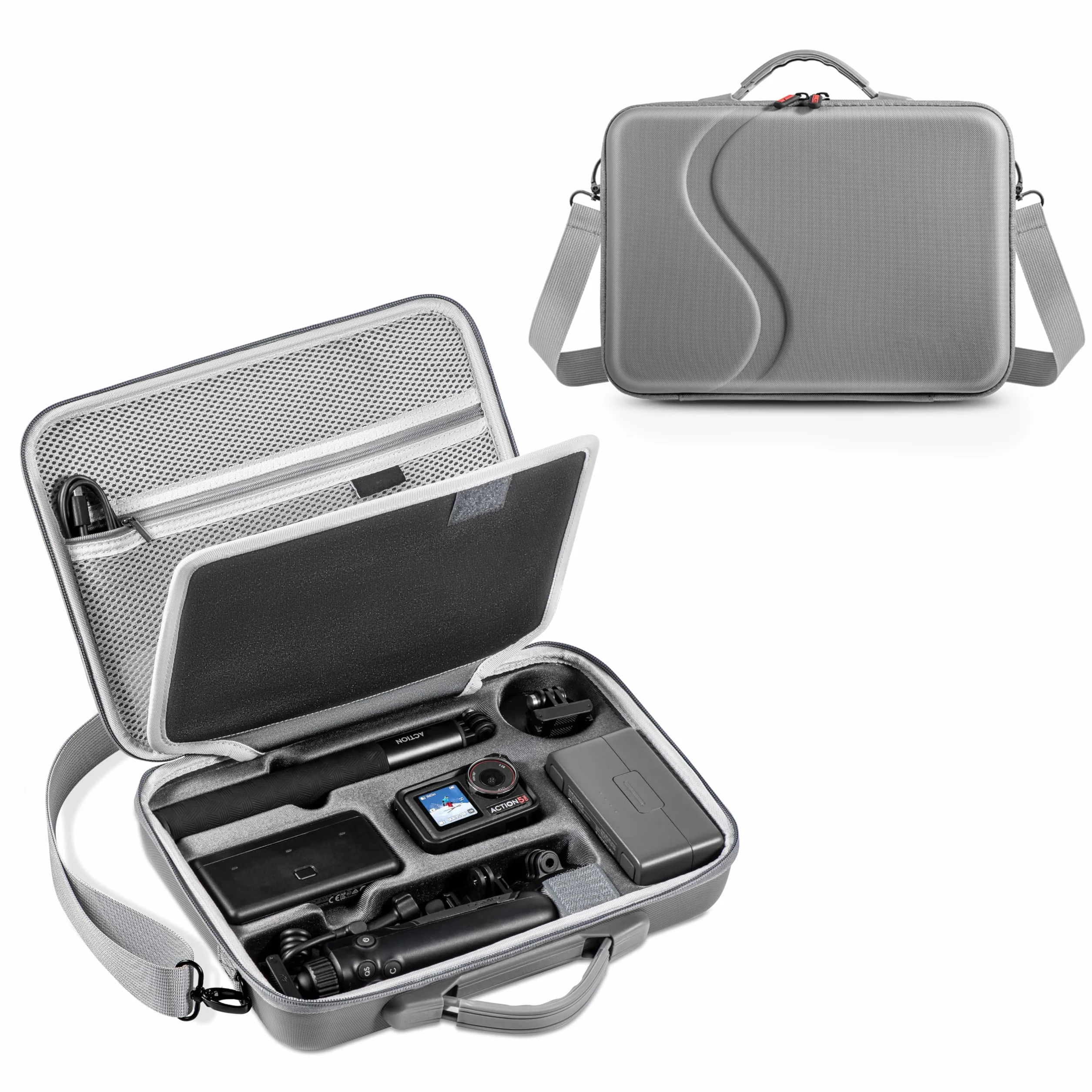 Tomat Action 5 Pro Futerał, Przenośna Torba Podróżna DJI Osmo Action 5 Pro/4/3 Adventure Combo, Akcesoria DJI MIC 2, Wielofunkcyjny Uchwyt do Ładowania