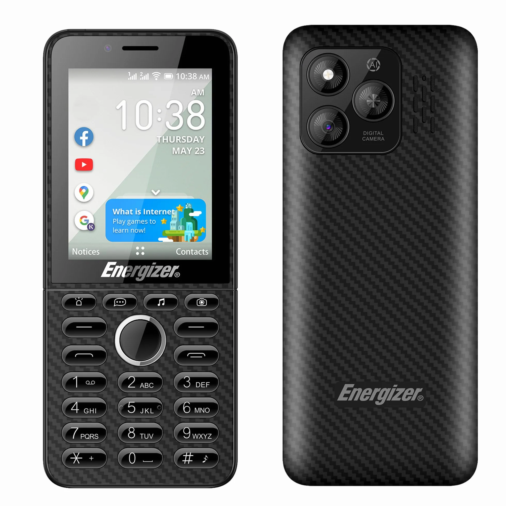Telefon Energizer E288S, 4G, KaiOS, bateria 2000 mAh, duży ekran 2,8'', 4GB RAM 512 MB ROM, kabel USB-C, bez ładowarki sieciowej
