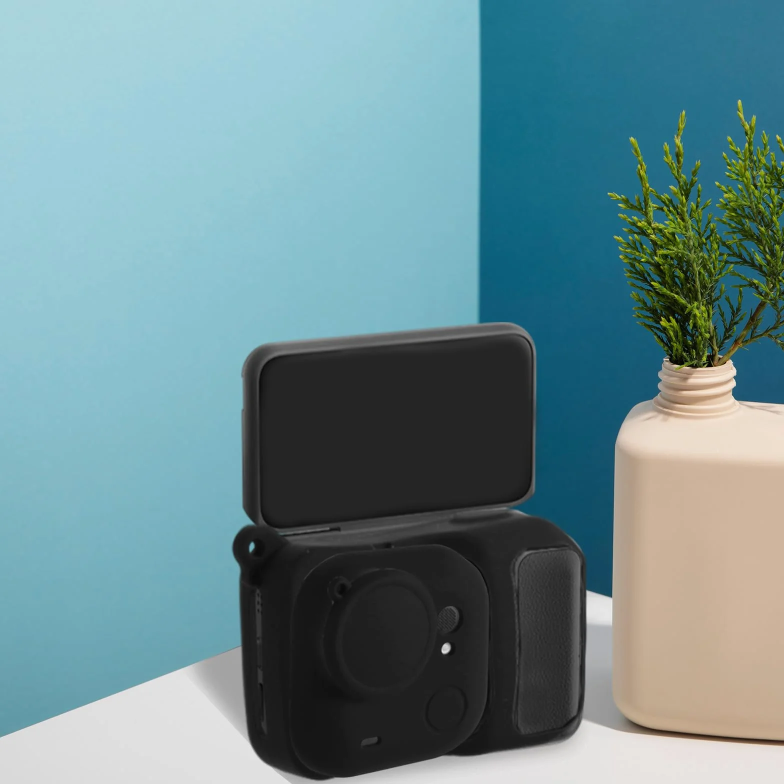 Zestaw Silikonowych Etui Kompatybilnych z Insta360 Go Ultra, Zawiera Etui Ochronne Aparat Obiektyw Oraz Pasek Nadgarstek Zapobiegający Zgubieniu Pasek Obiektyw Zapobiegający Zgubieniu(Czarne)