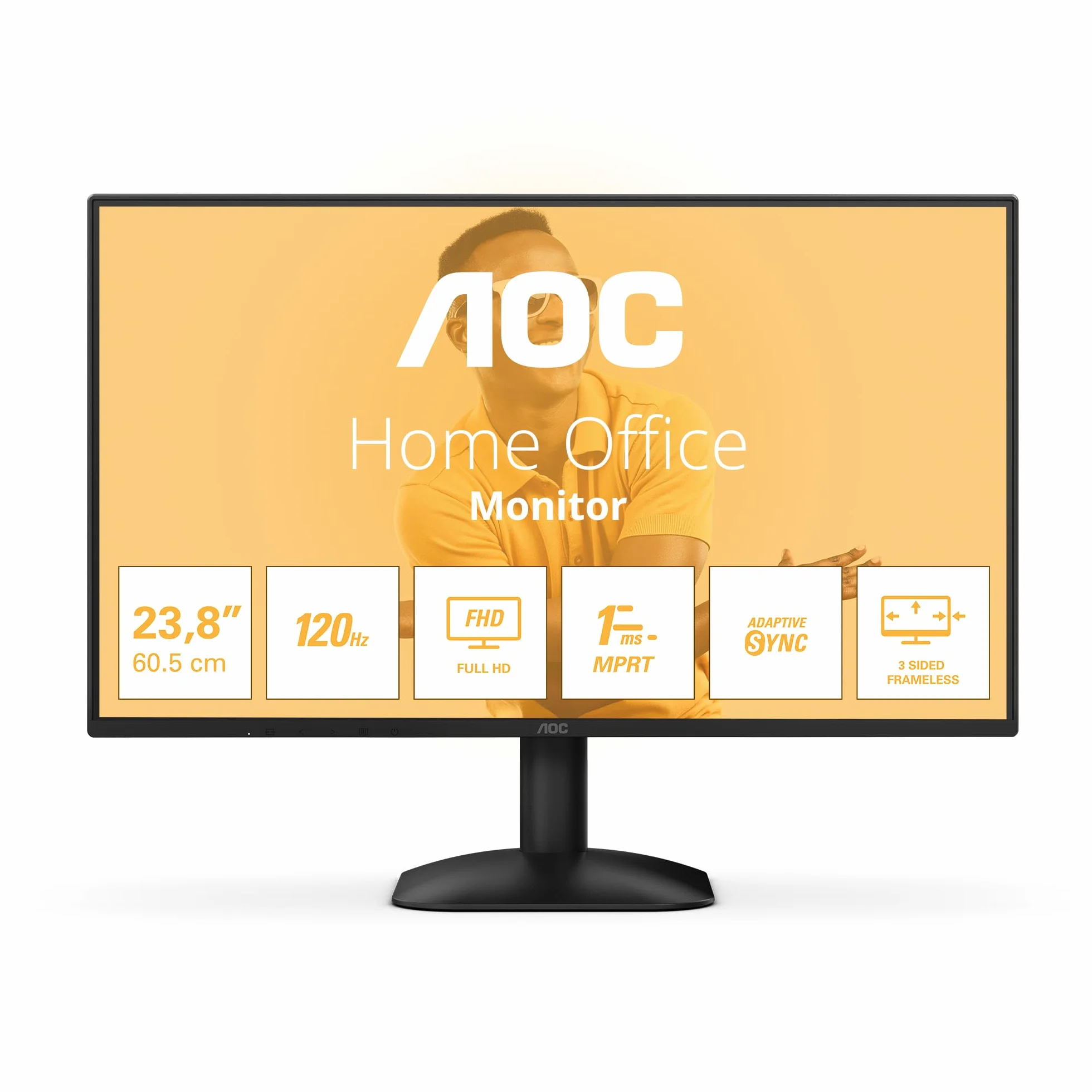AOC 24B31H - 24-calowy monitor Full HD, 120 Hz, adaptacyjna synchronizacja obrazu (1920 x 1080, 1x D-Sub, 1x HDMI 1.4), czarny
