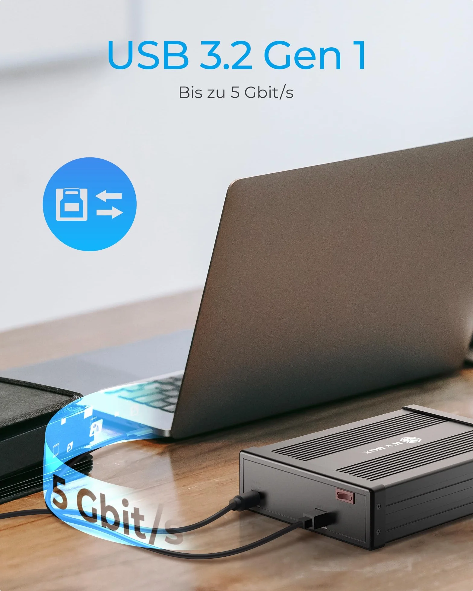 ICY BOX IB-525-U3 obudowa zewnętrzna do napędów Blu-ray i DVD USB 3.0 aluminium czarna 5,25 cala