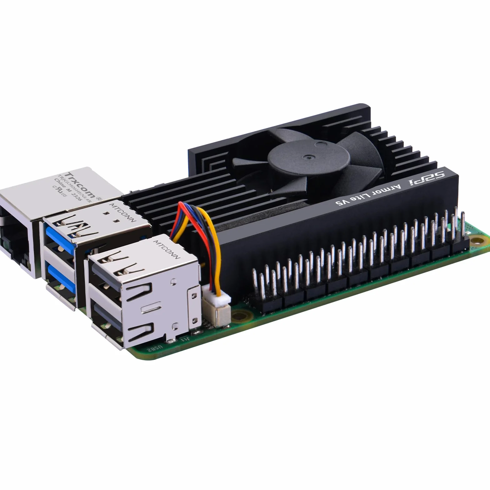 GeeekPi Armor Lite V5 aluminiowy radiator z wentylatorem PWM, kompatybilny z Raspberry Pi 5, wentylator chłodzący 30 mm, podkładki termiczne do Raspberry Pi 5 4 GB/8 GB