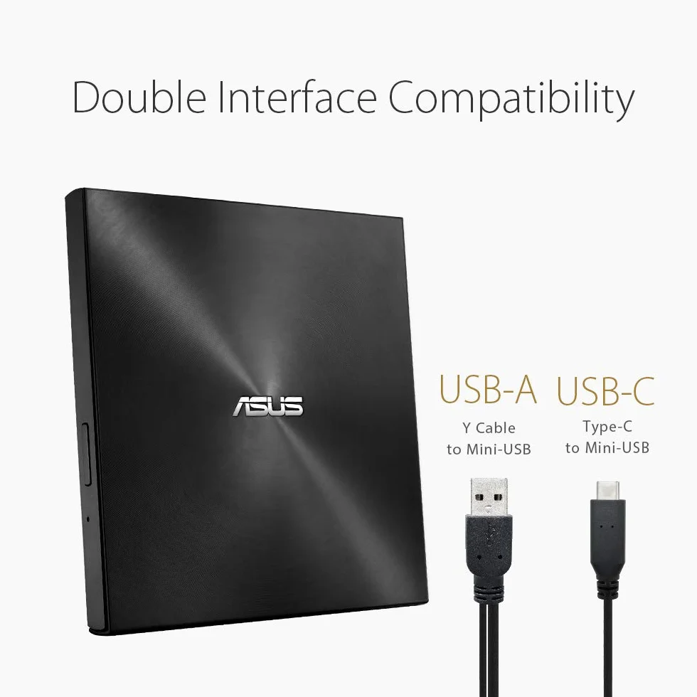 Asus ZENDRIVE U9M SDRW-08U9M-U/BLK/G/AS/P2G, Przenośna Nagrywarka DVD, Czarny