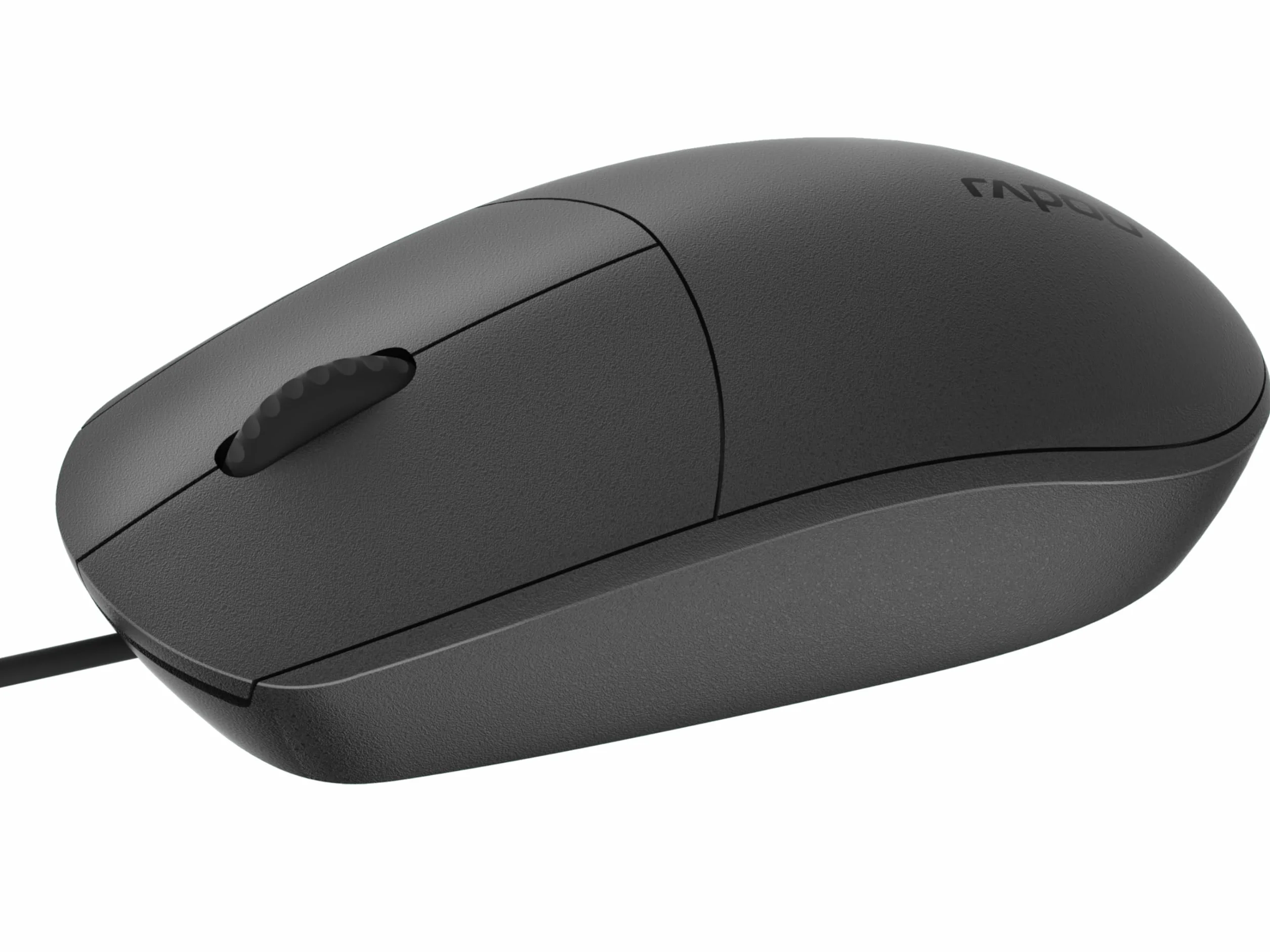 Rapoo Komputerowa mysz optyczna N100 (ergonomiczna, oburęczna, 3 przyciski, przewodowa, 1600 DPI, scroll) czarna