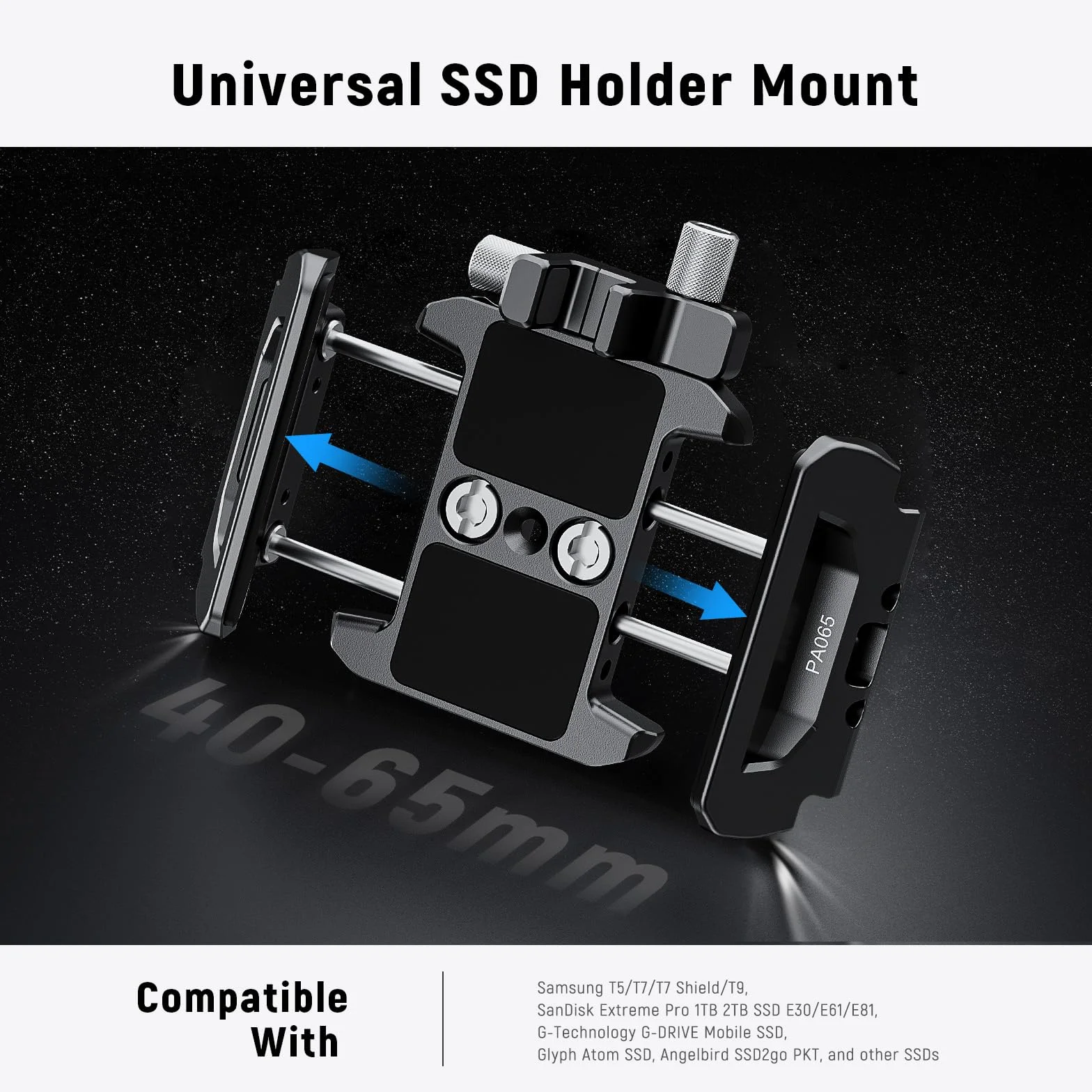 NEEWER Uchwyt SSD 40-65 mm Quick Release Kompatybilny z SmallRig dla 16 Pro Max 15 Pro Max Samsung S24 Ultra T9 T7 T5 SanDisk PA065