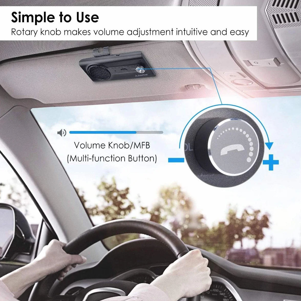 Avantree CK11 zestaw głośnomówiący Bluetooth 5.0, wysokiej jakości głośny głośnik, automatyczne włączanie, pokrętło głośności, bezprzewodowy zestaw głośników głośnomówiących z klipsem na wizjer