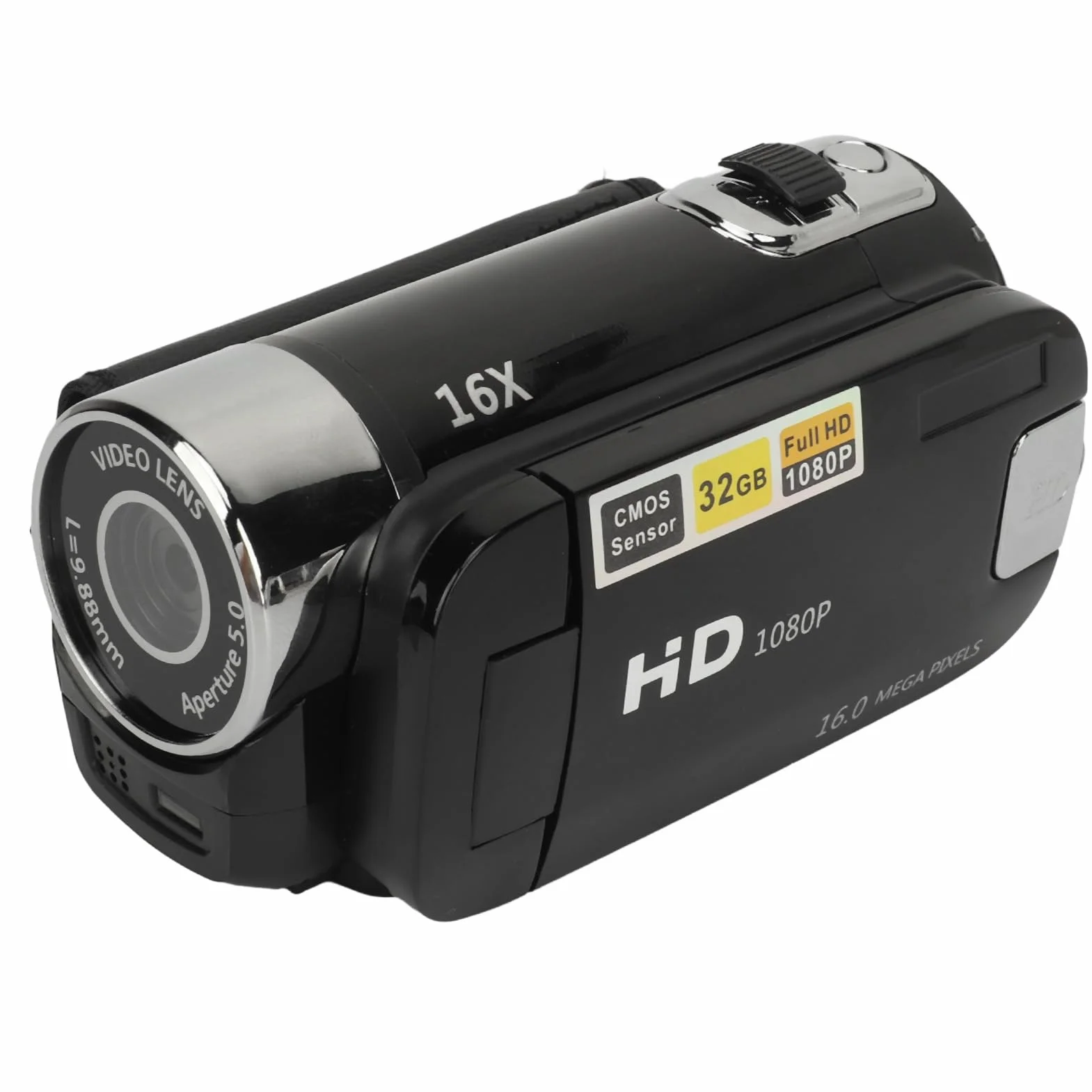 Kamera Wideo Kamera Cyfrowa 1080P 16 MP Kamera z Obrotowym Ekranem 2,4 Cala Kamera z 16-krotnym Zoomem Cyfrowym i światłem Wypełniającym (BLACK)