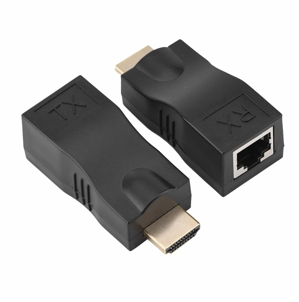 1080P HDMI Extender, 30m do RJ45 Kabel sieciowy Extender Konwerter Repeater TX nadajnik RX na CAT-5e CAT6 dla HDPC 4K 2K