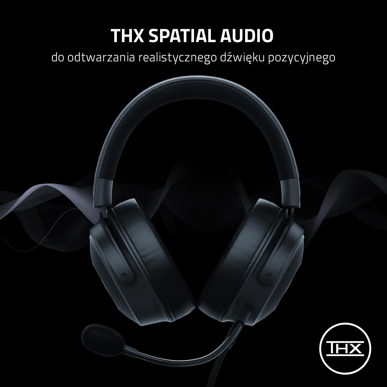 Razer Kraken V3 przewodowy zestaw słuchawkowy USB do gier z Chroma RGB 50 mm THX Czarny