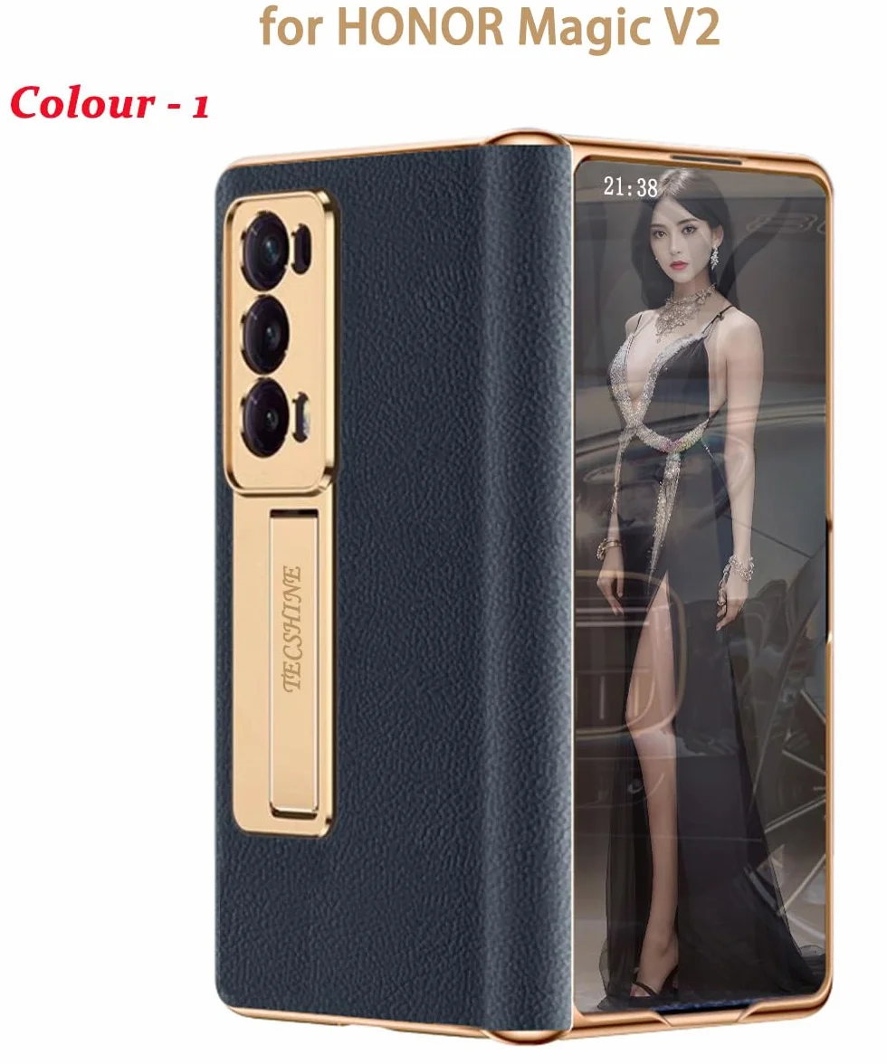 Skórzany Etui do Honor Magic V 2 Uchwyt, Zawiasny Etui do Telefonu dla Honor Magic V2, Powłoka Telefonu Komórkowego, Rama Wsparcia